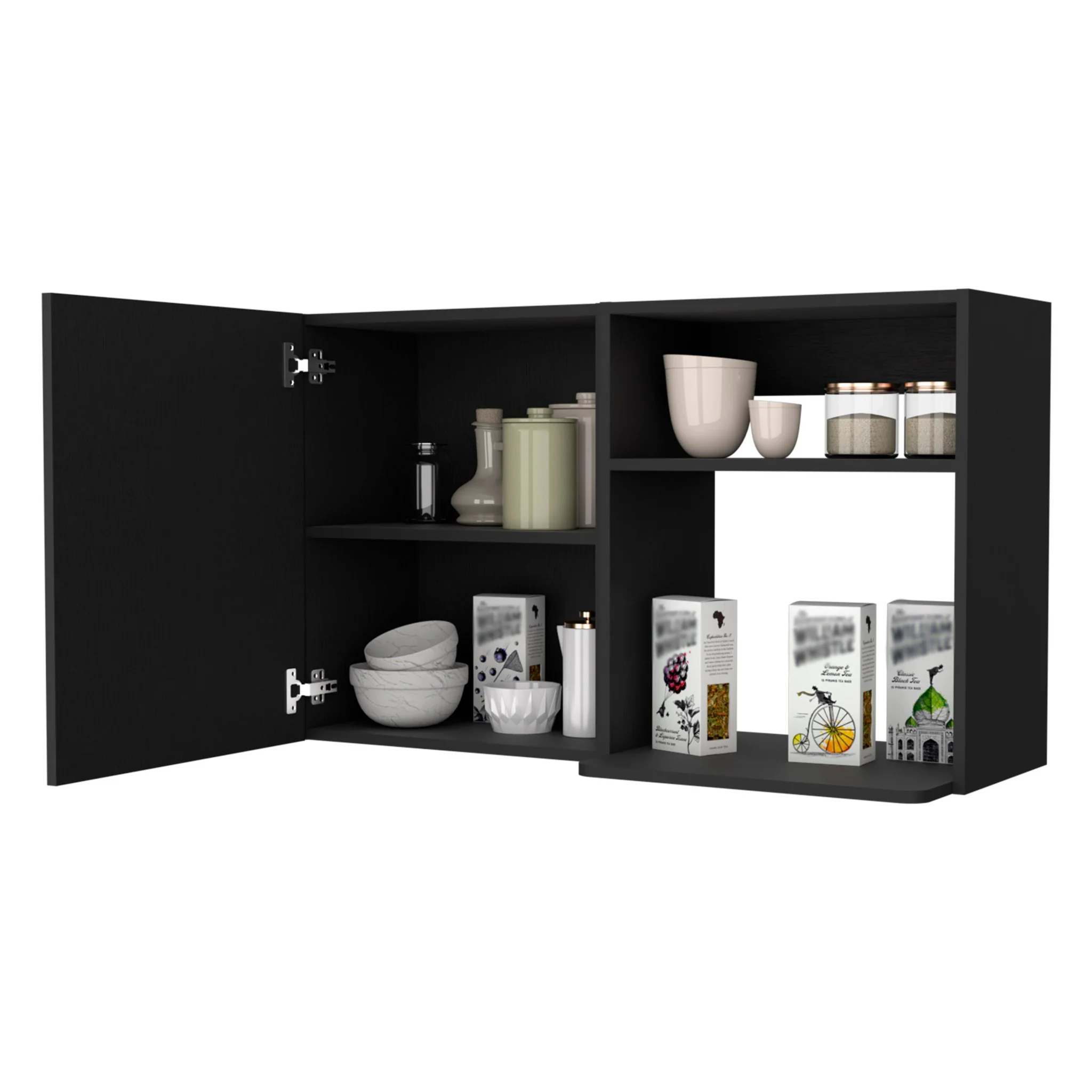 Black Accent Cabinet With Two Shelves By Homeroots - Image 6