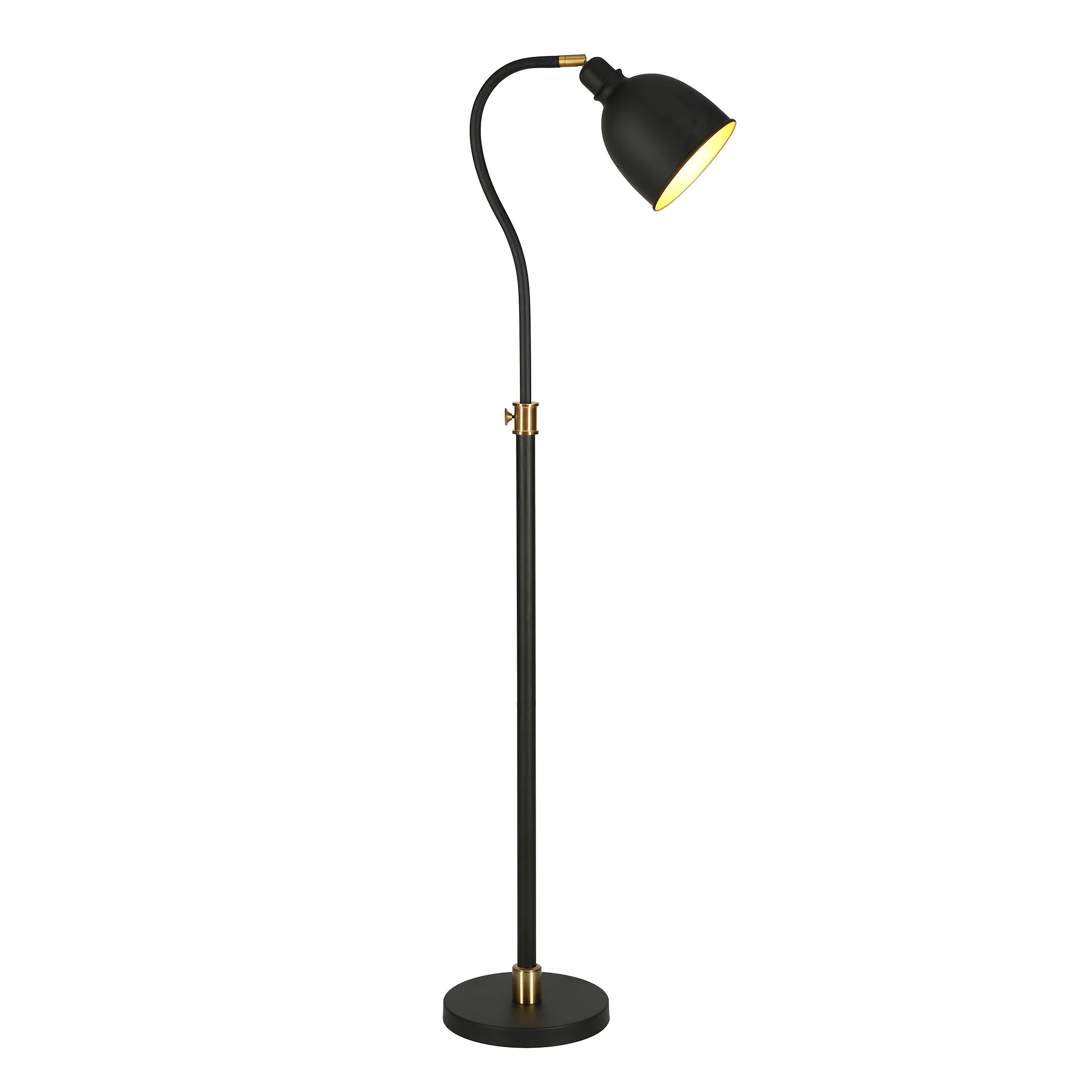 Black Adjustable Reading Floor Lamp With Black Dome Shade By Homeroots - Image 4