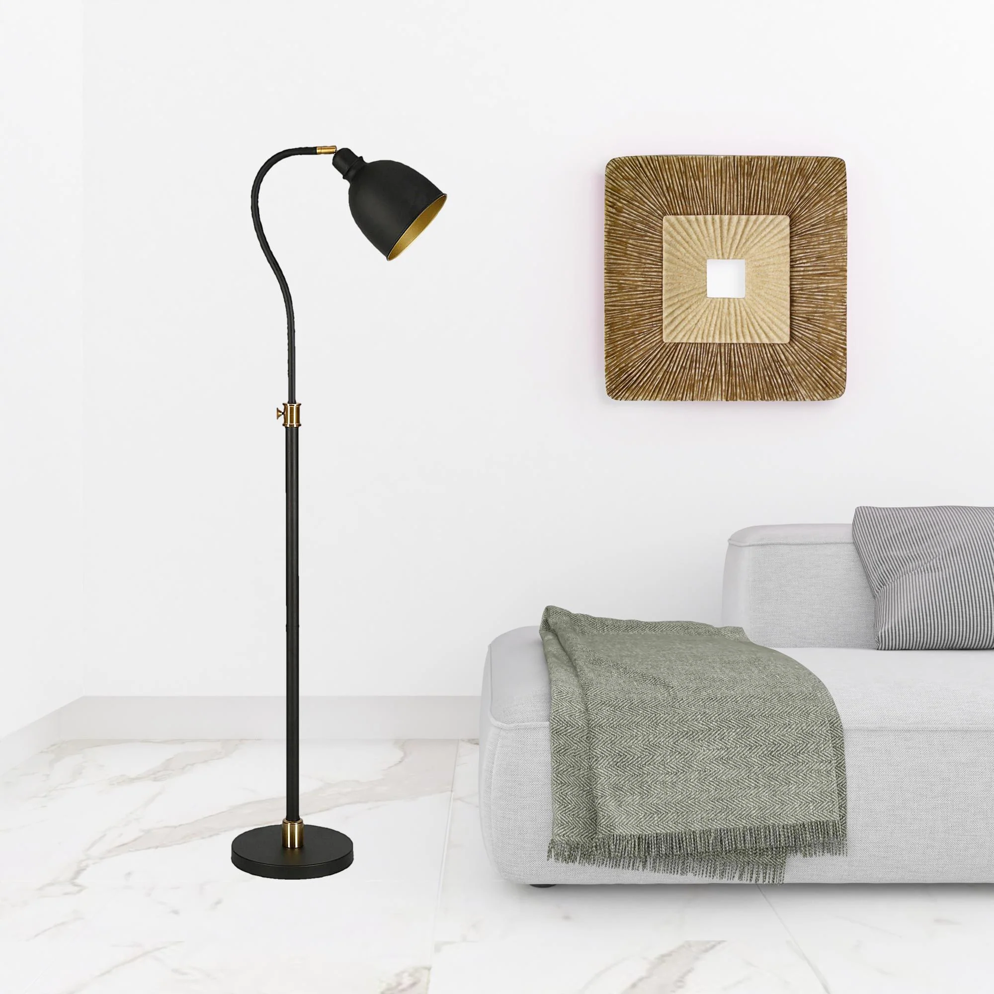 Black Adjustable Reading Floor Lamp With Black Dome Shade By Homeroots - Image 5