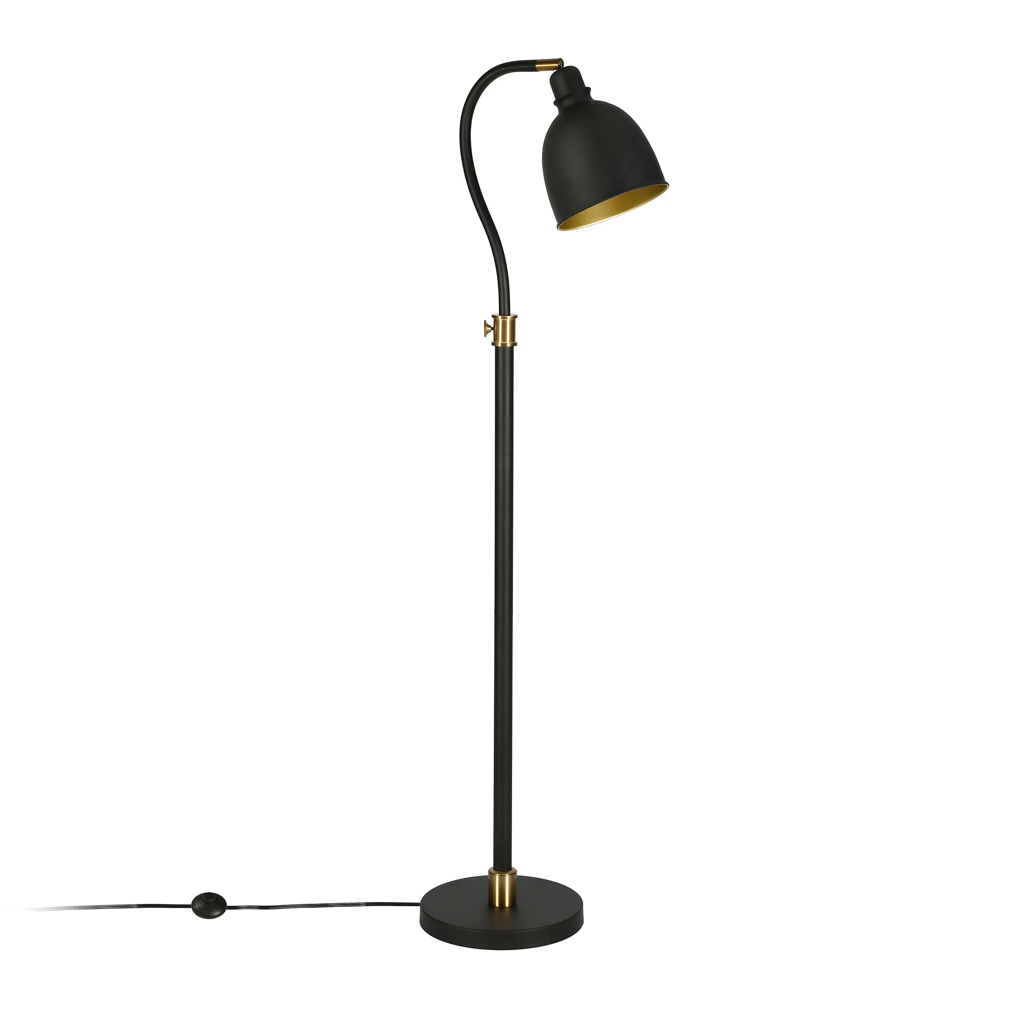 Black Adjustable Reading Floor Lamp With Black Dome Shade By Homeroots - Image 7