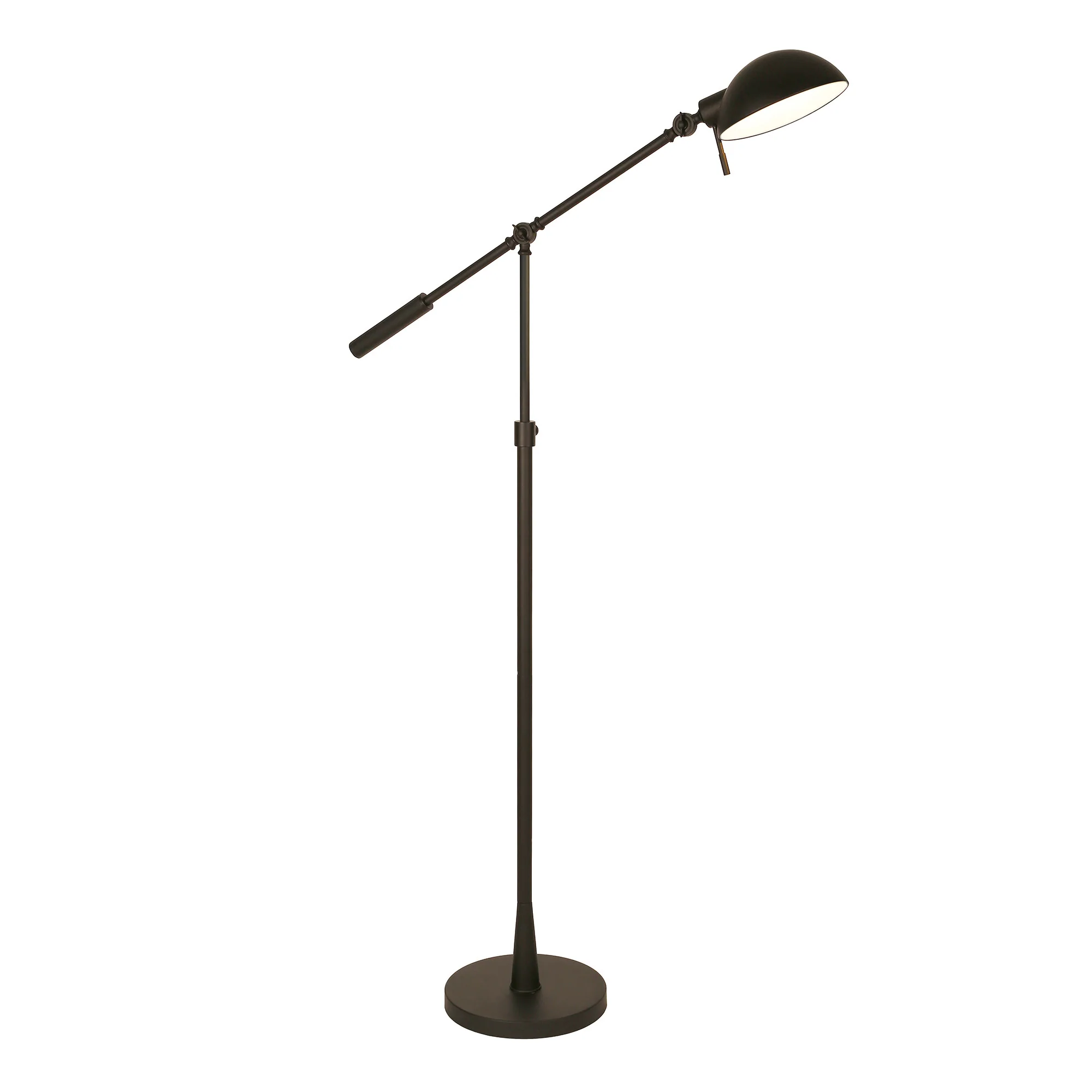Black Adjustable Swing Arm Floor Lamp With Black Cone Shade By Homeroots - Image 2