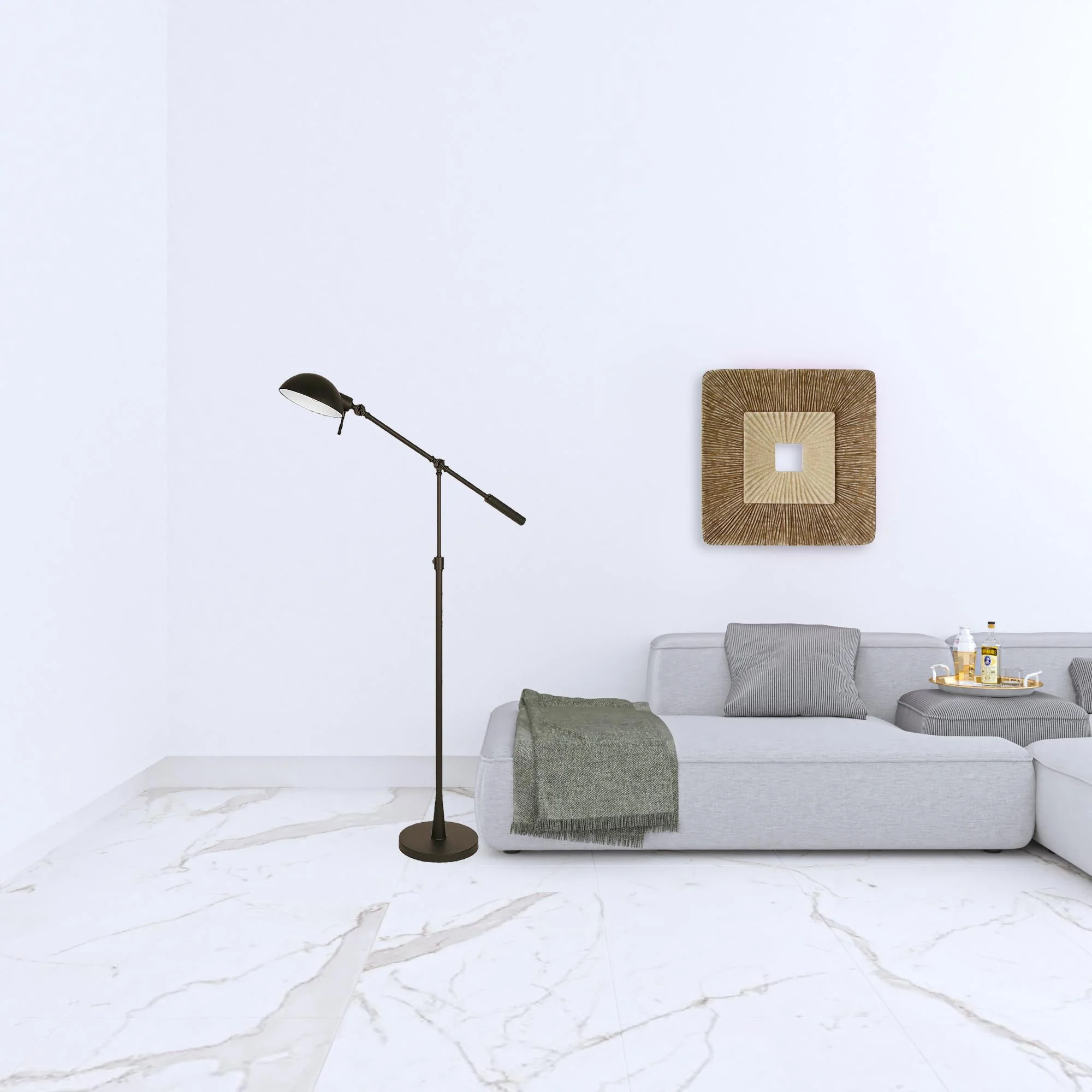 Black Adjustable Swing Arm Floor Lamp With Black Cone Shade By Homeroots - Image 3