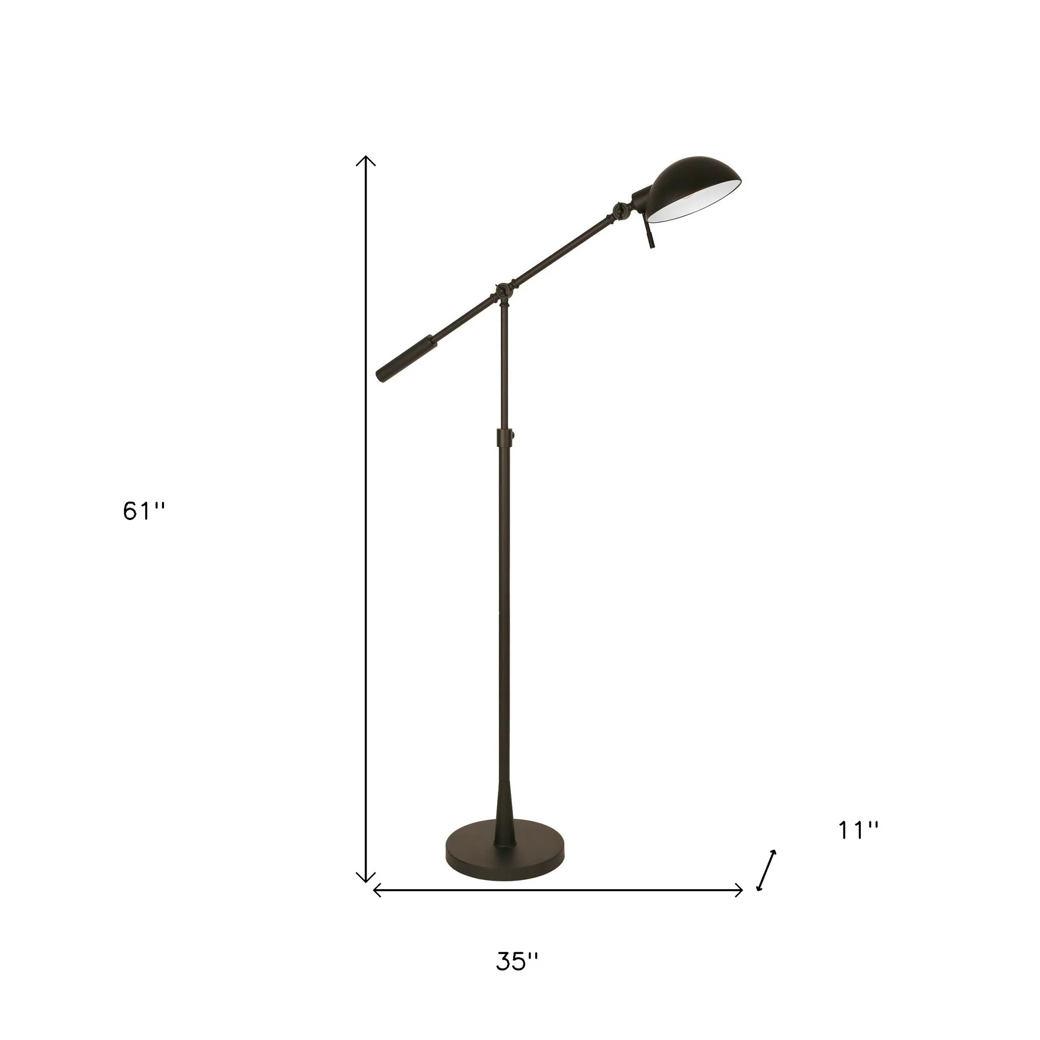 Black Adjustable Swing Arm Floor Lamp With Black Cone Shade By Homeroots - Image 7