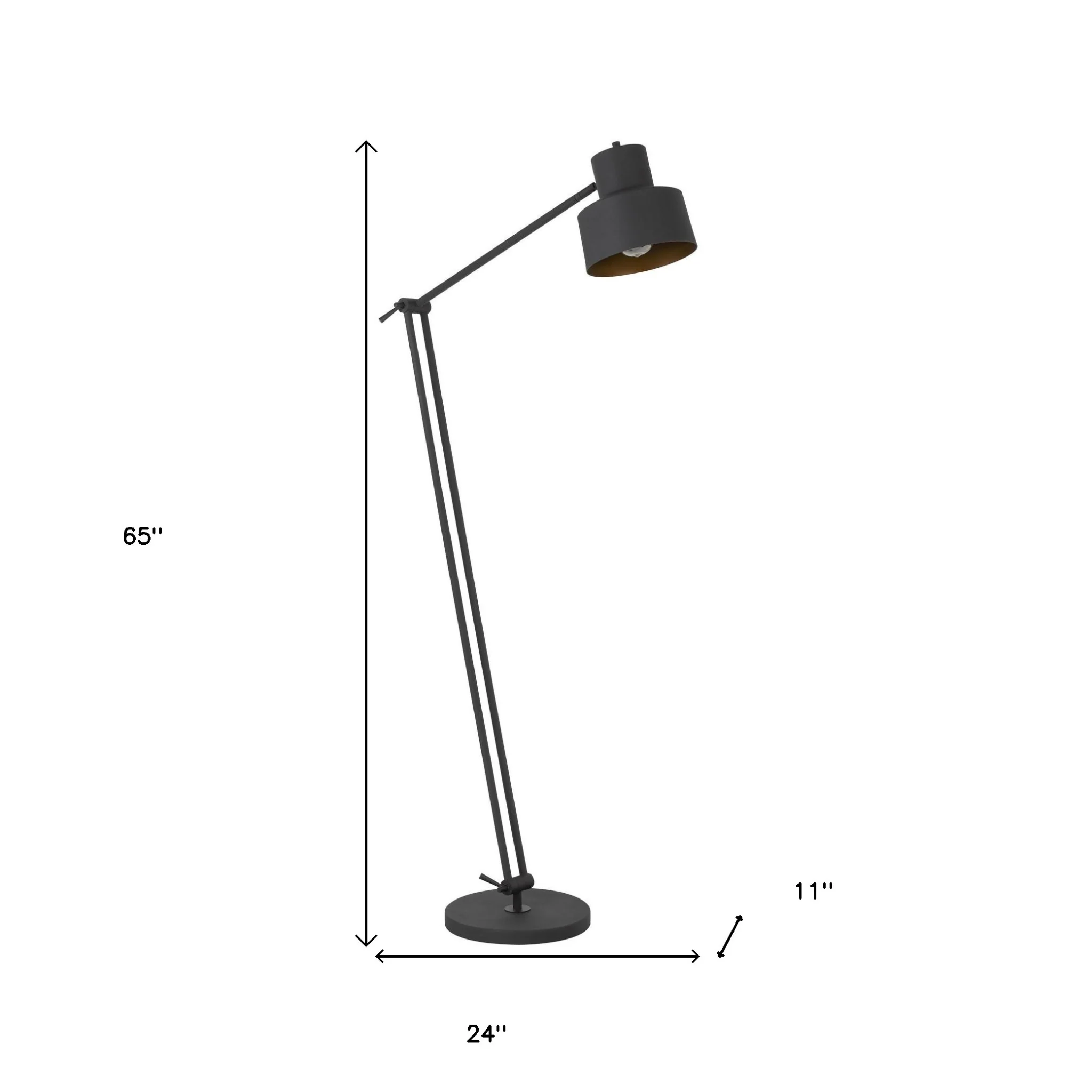 Black Adjustable Traditional Shaped Floor Lamp With Black Dome Shade By Homeroots - Image 4