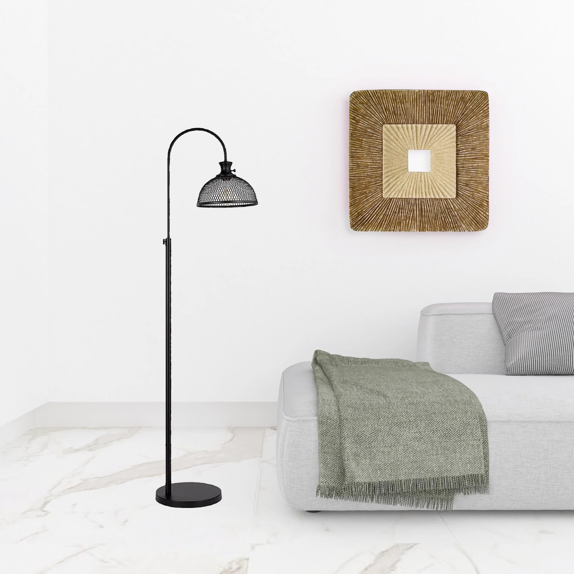 Black Adjustable Traditional Shaped Floor Lamp With Bronze Dome Shade By Homeroots - Image 2