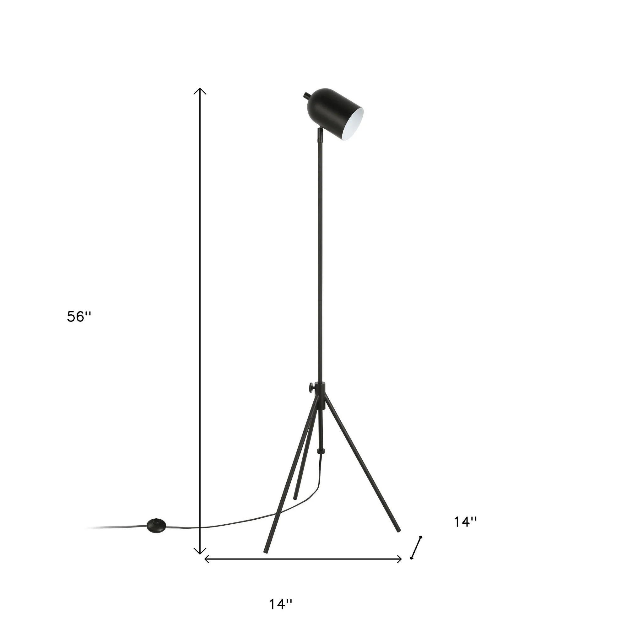 Black Adjustable Tripod Floor Lamp With Black Metal Cylinder Shade By Homeroots - Image 7