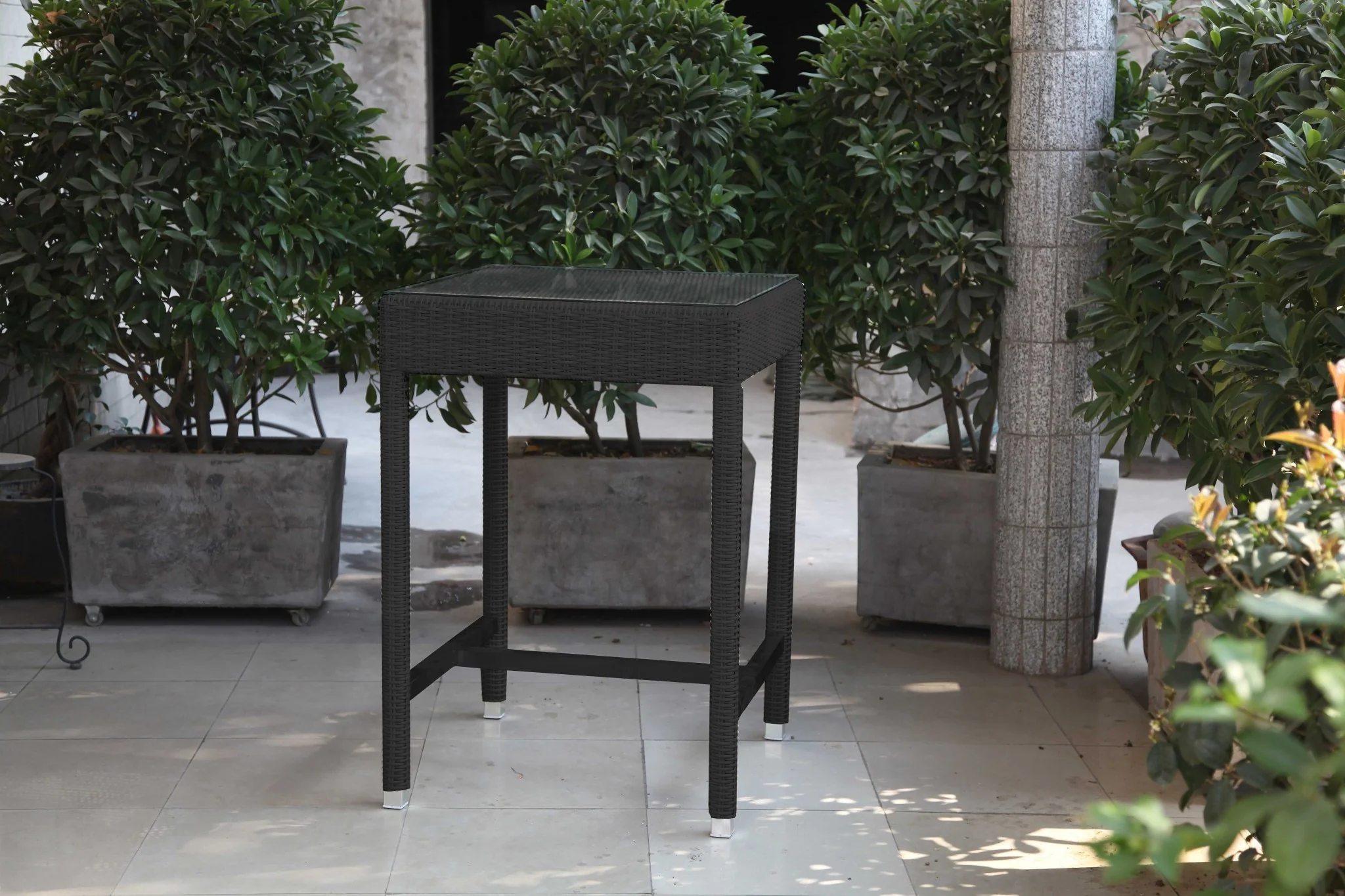Black Aluminum And Wicker Bar Table Set Of By Homeroots - Image 2