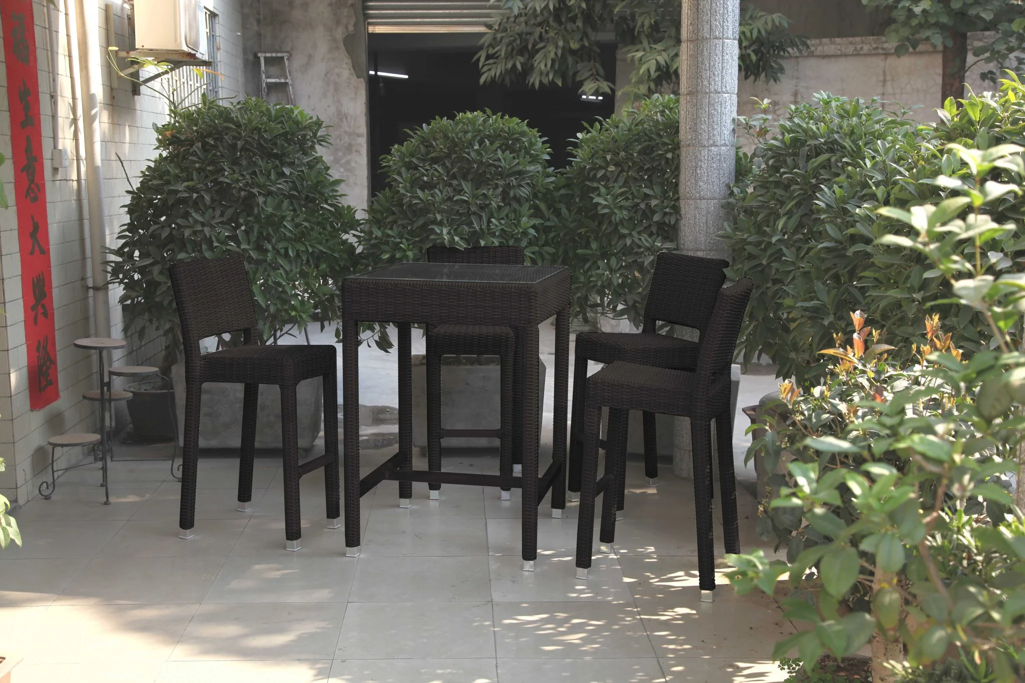 Black Aluminum And Wicker Bar Table Set Of By Homeroots - Image 3
