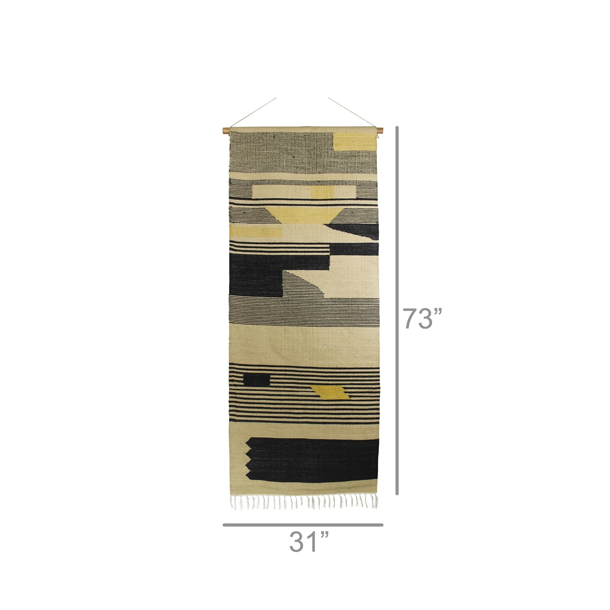Black and Beige Angular Patterns Wall Hanging By Homeroots - Image 3