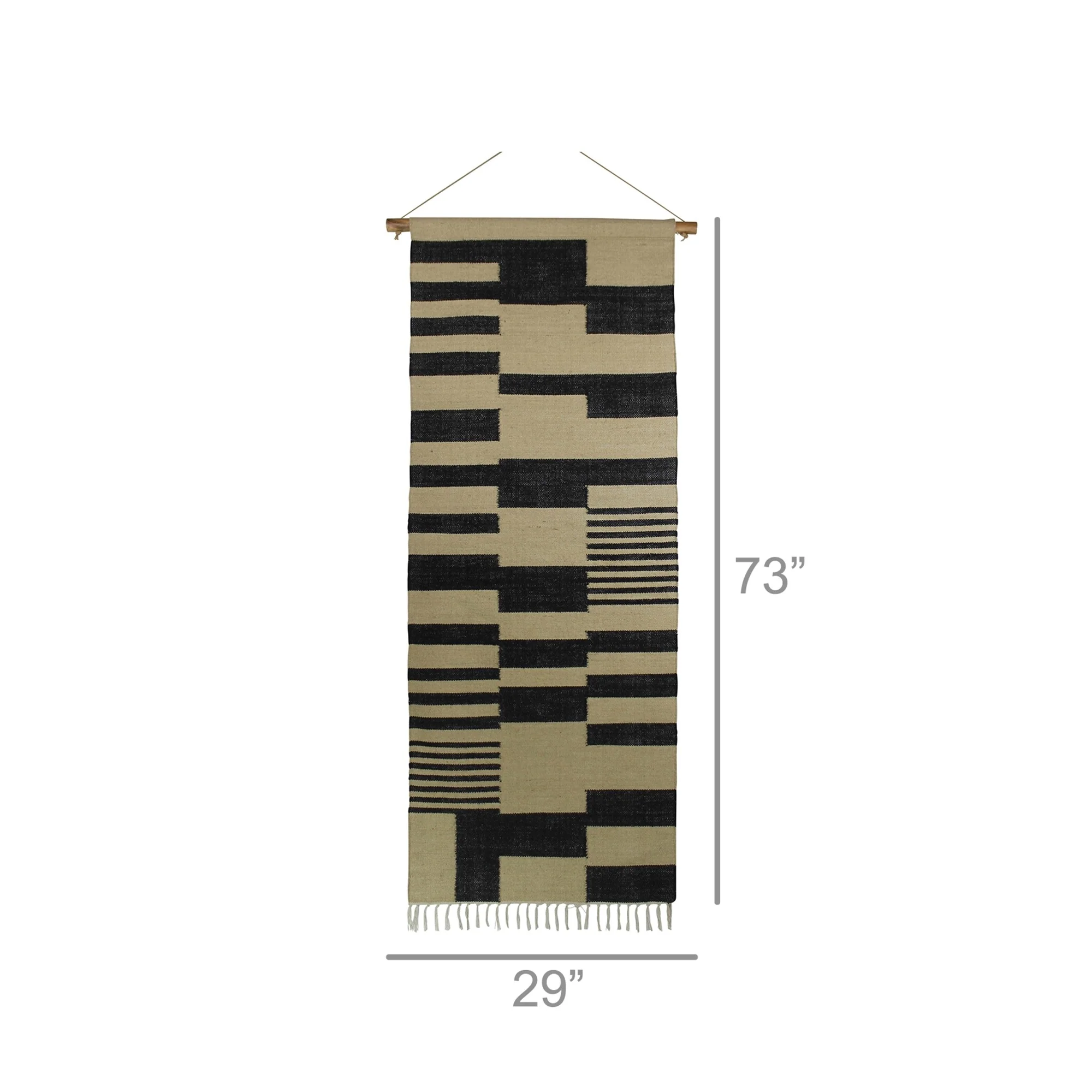 Black and Beige Jute Wall Hanging By Homeroots - Image 3
