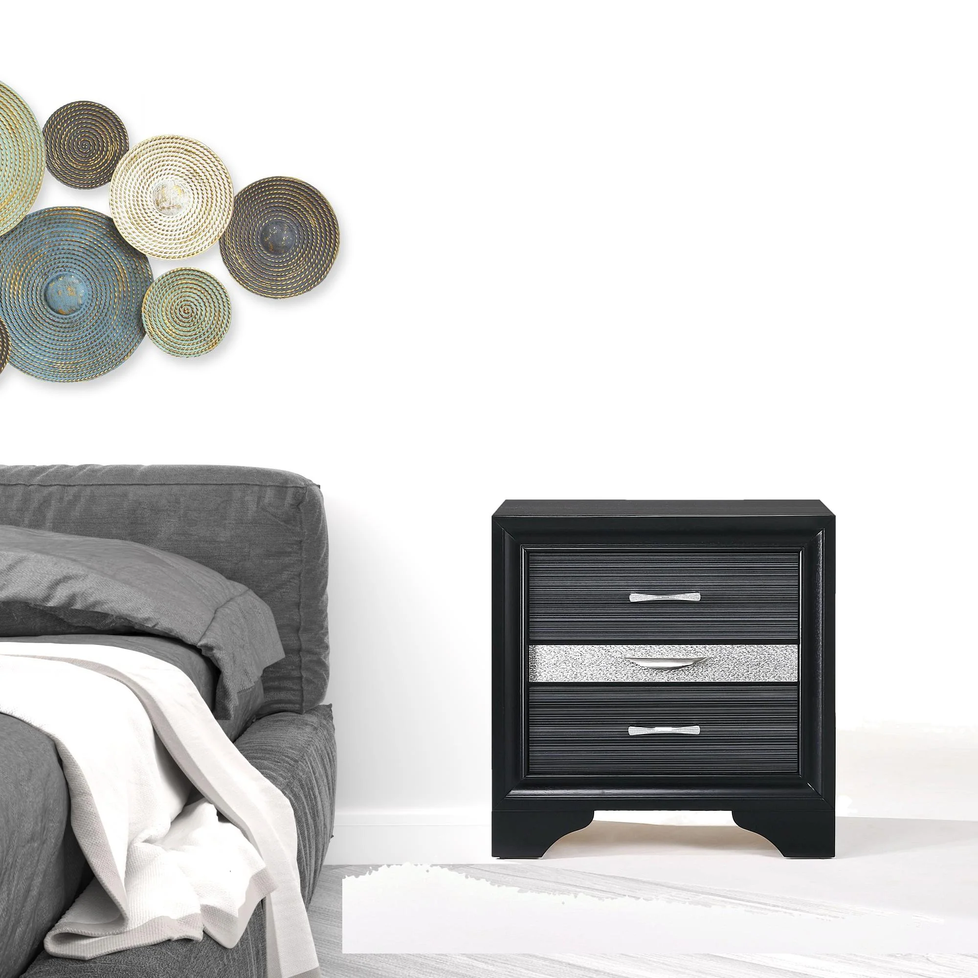 Black And Bling Nightstand By Homeroots - Image 3