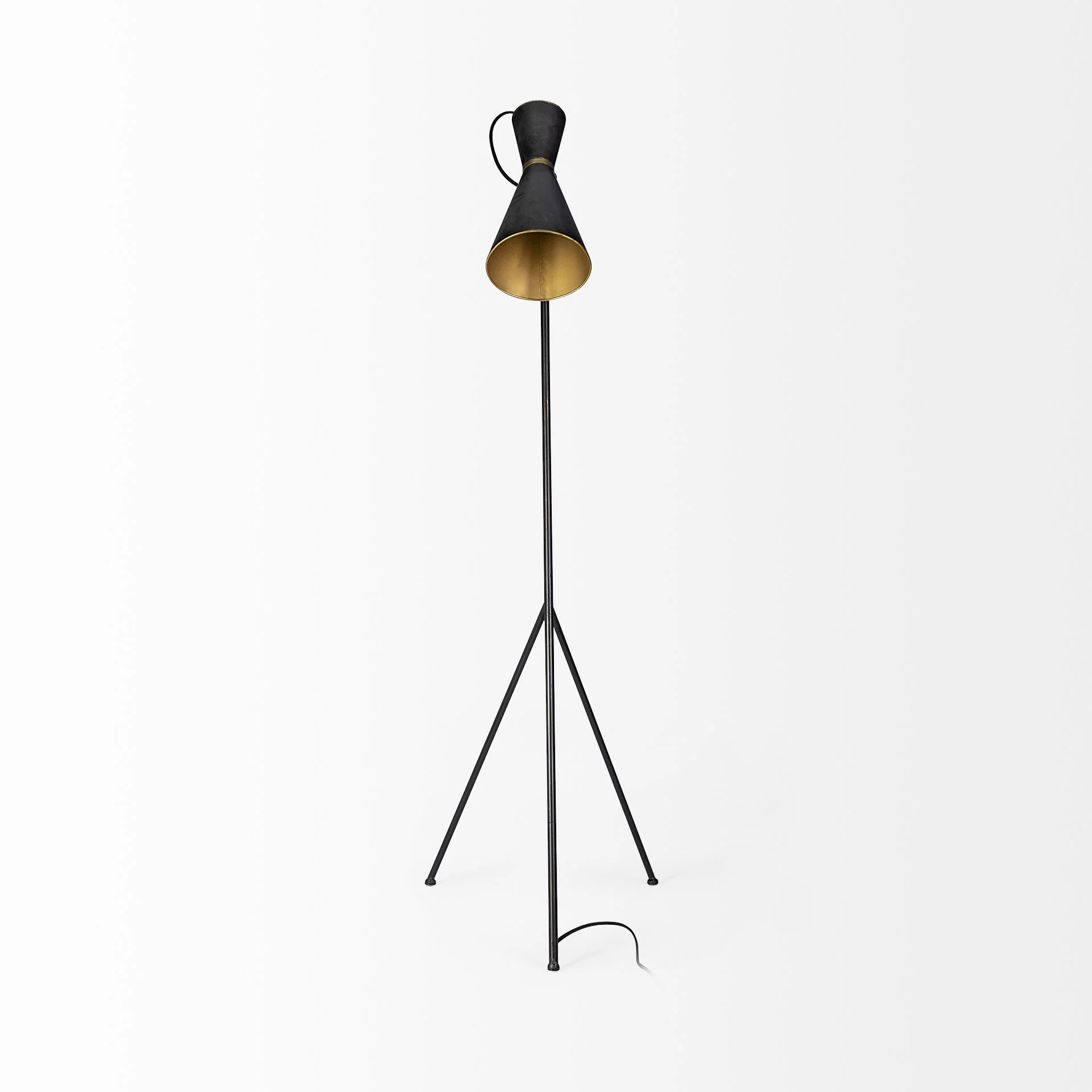 Black and Brass Conical Metal Floor Lamp By Homeroots - Image 3
