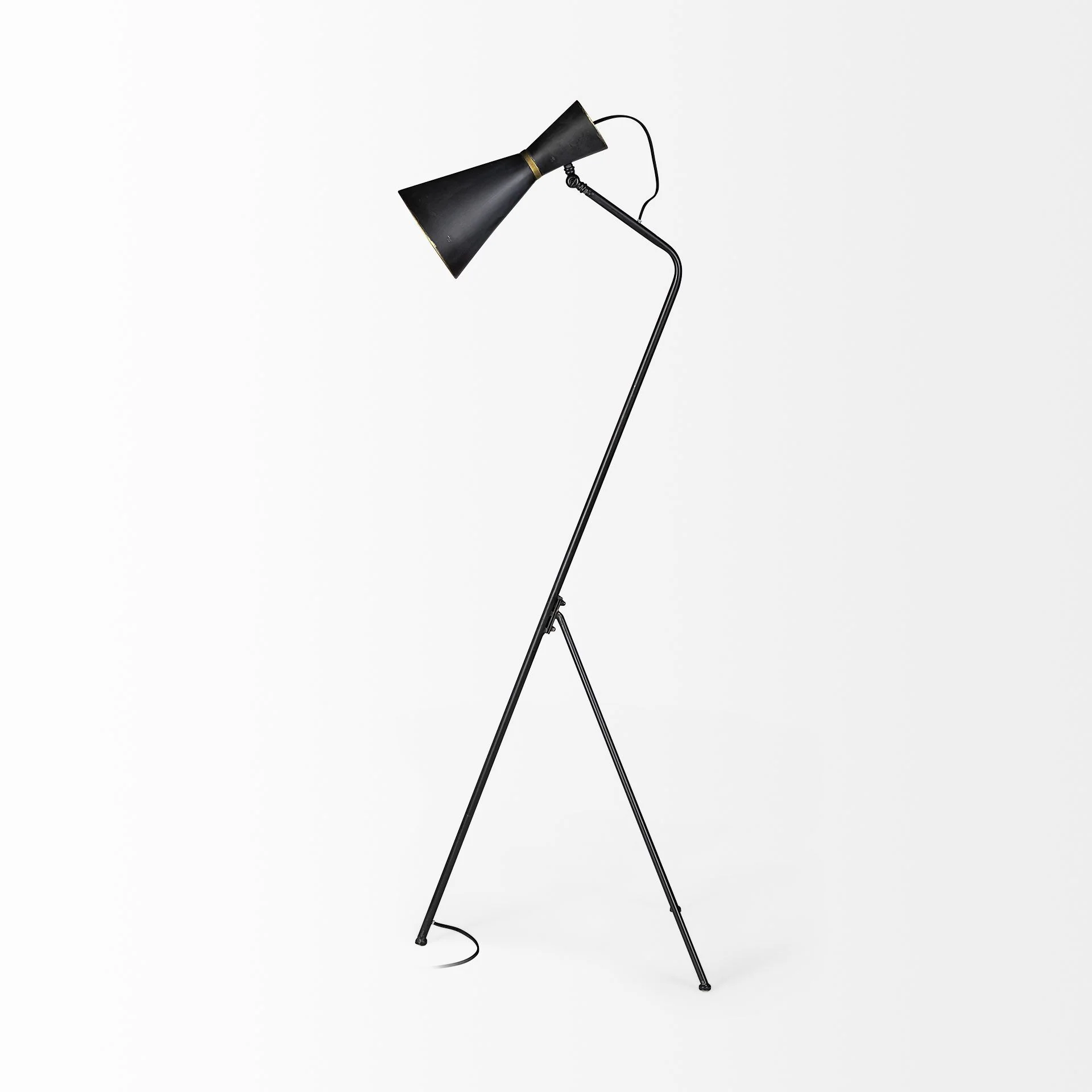 Black and Brass Conical Metal Floor Lamp By Homeroots - Image 4