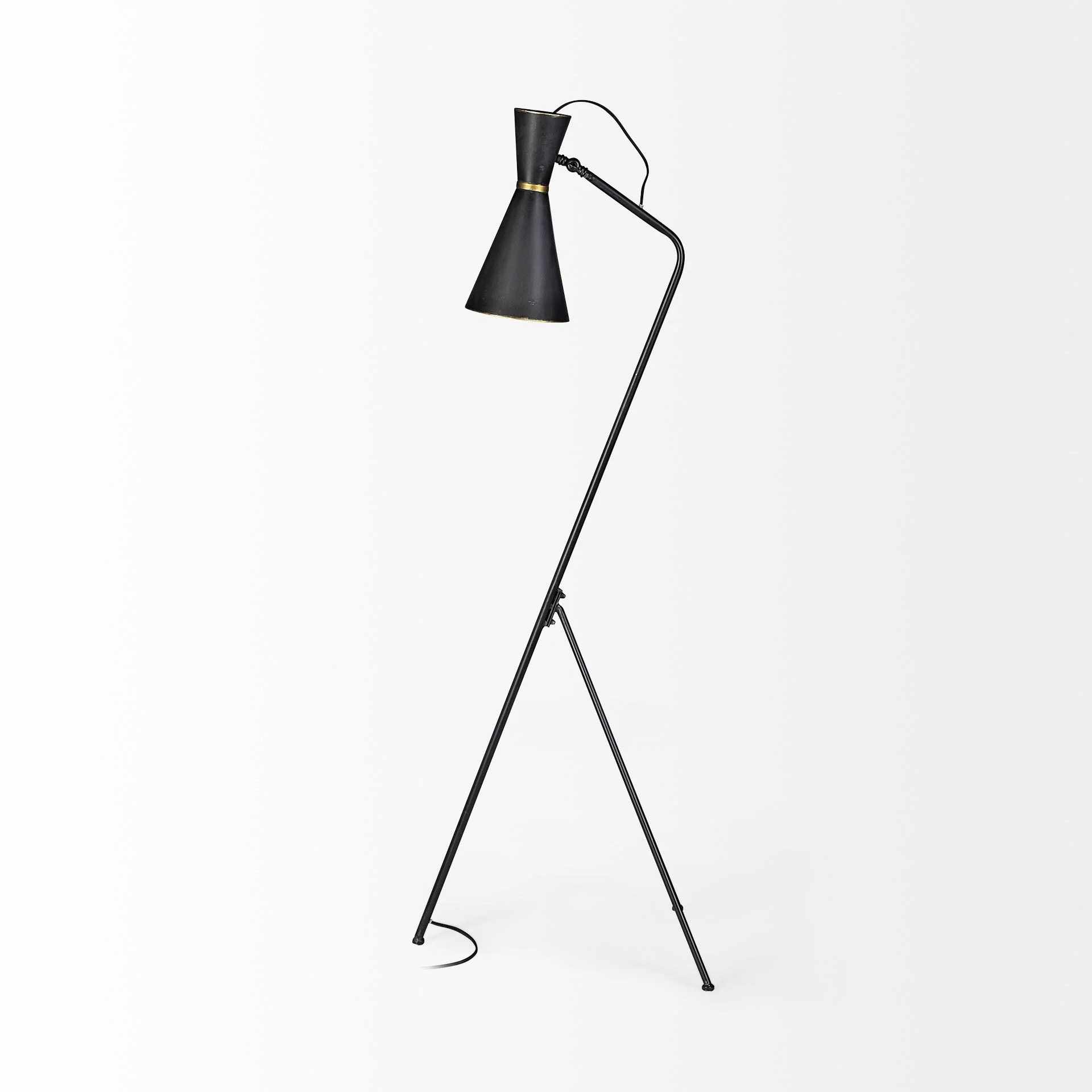 Black and Brass Conical Metal Floor Lamp By Homeroots - Image 5