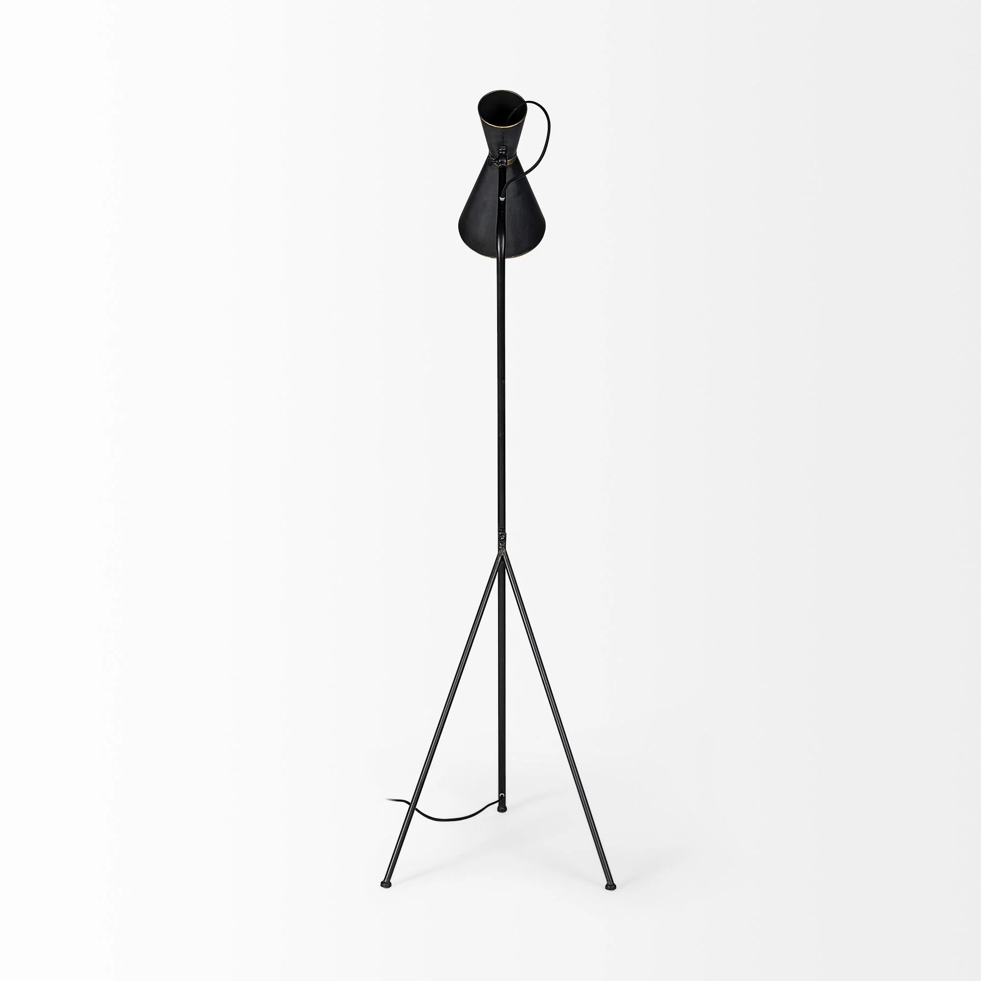 Black and Brass Conical Metal Floor Lamp By Homeroots - Image 6