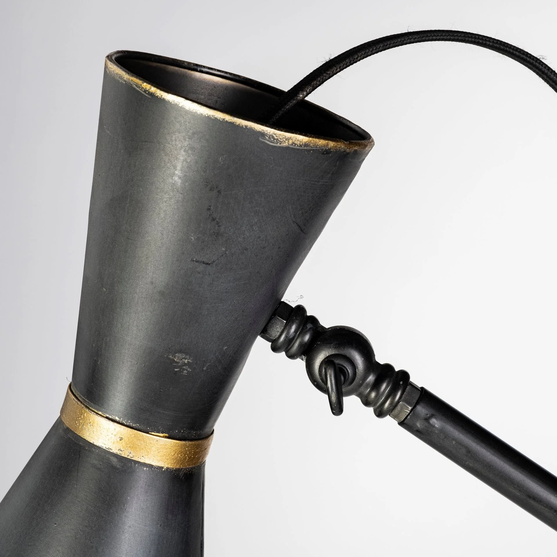 Black and Brass Conical Metal Floor Lamp By Homeroots - Image 7