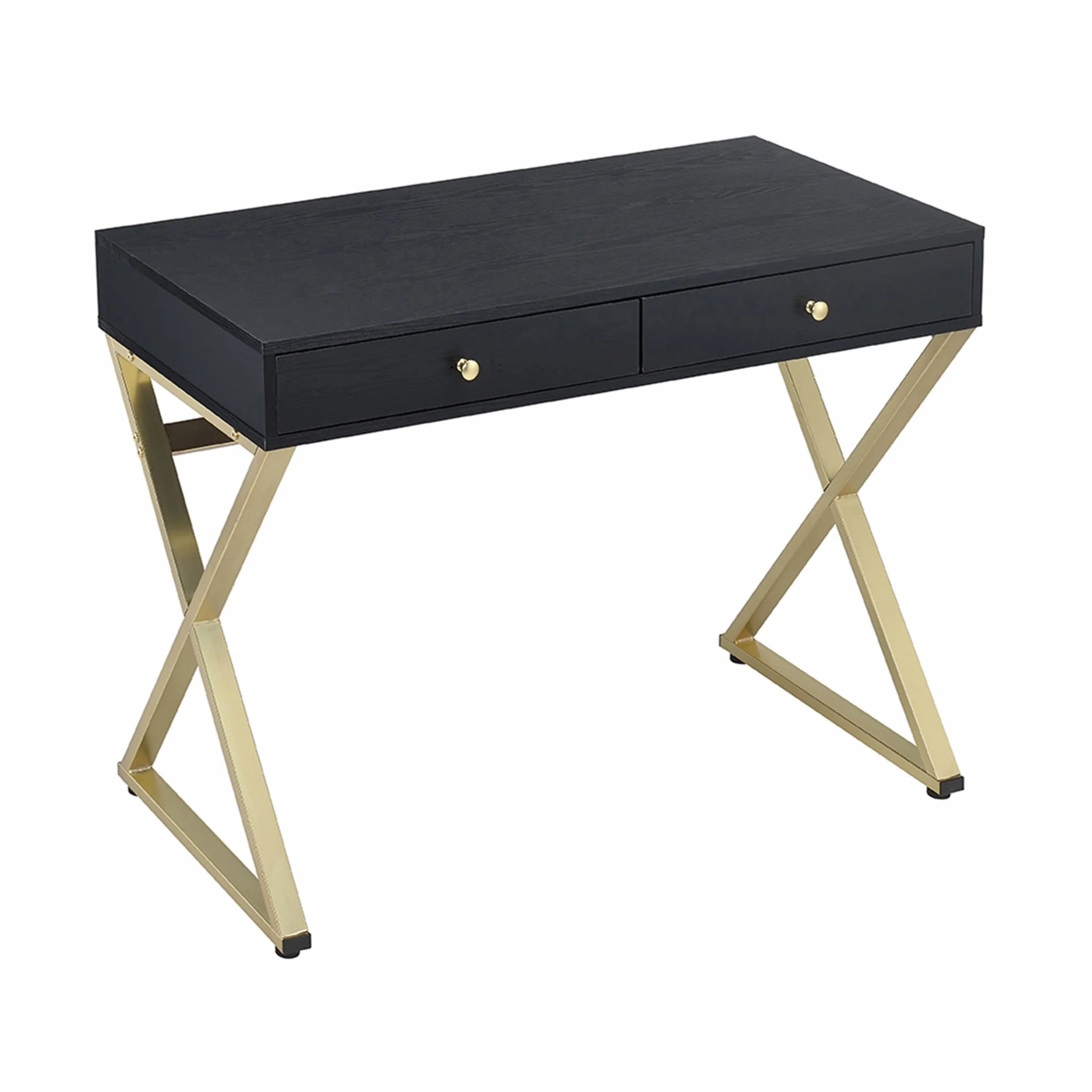Black And Brass Particle Board Desk By Homeroots - Image 2