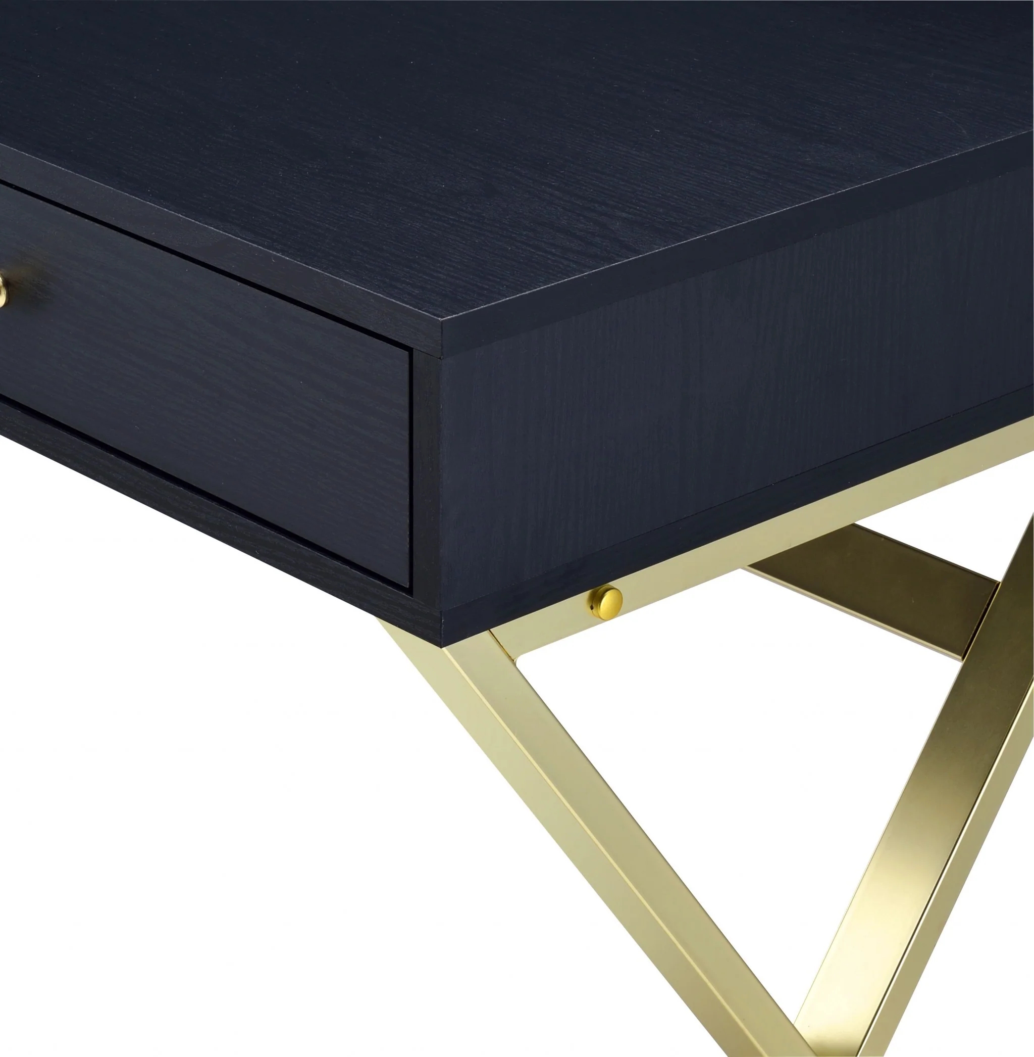 Black And Brass Particle Board Desk By Homeroots - Image 4