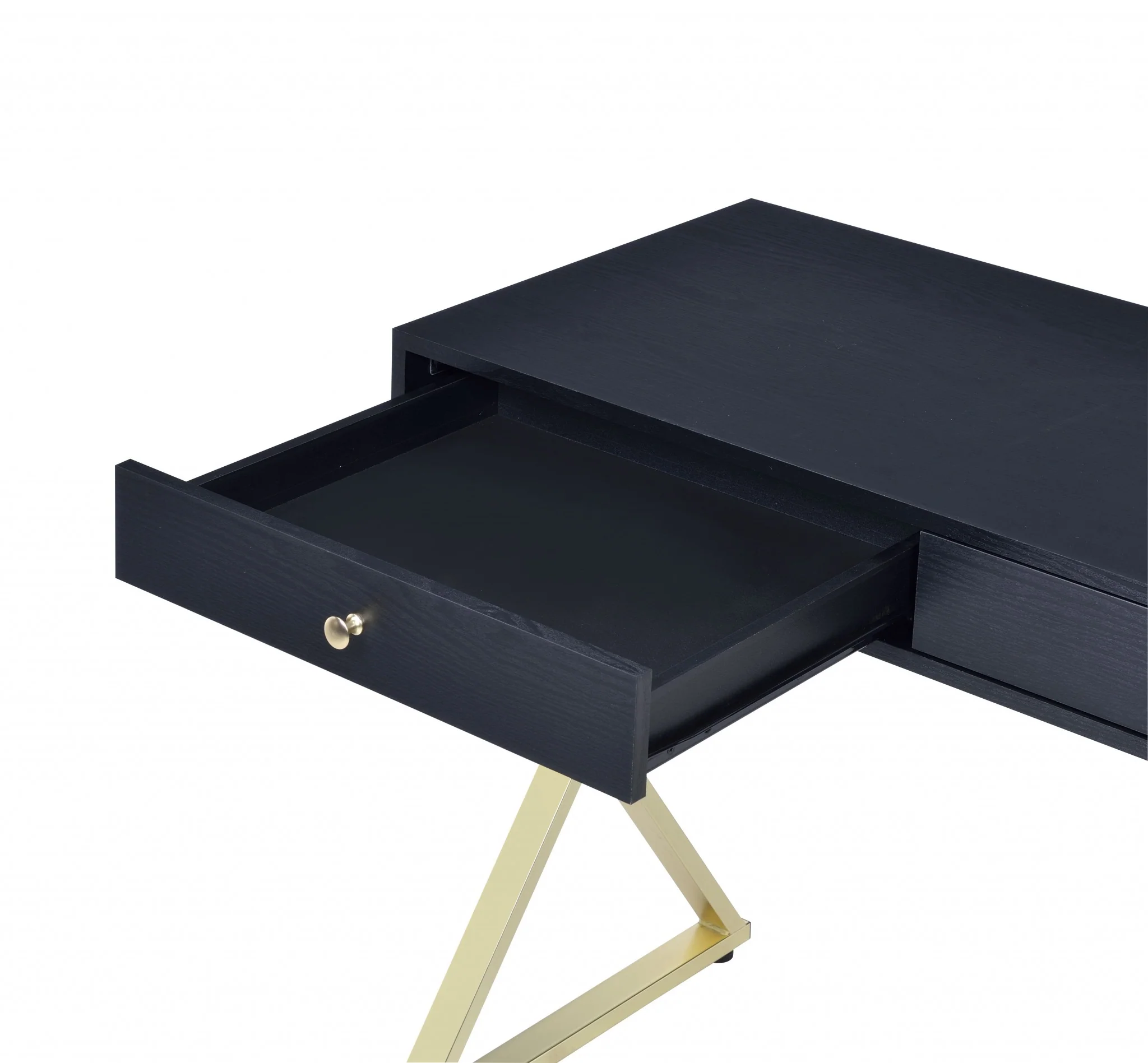 Black And Brass Particle Board Desk By Homeroots - Image 5
