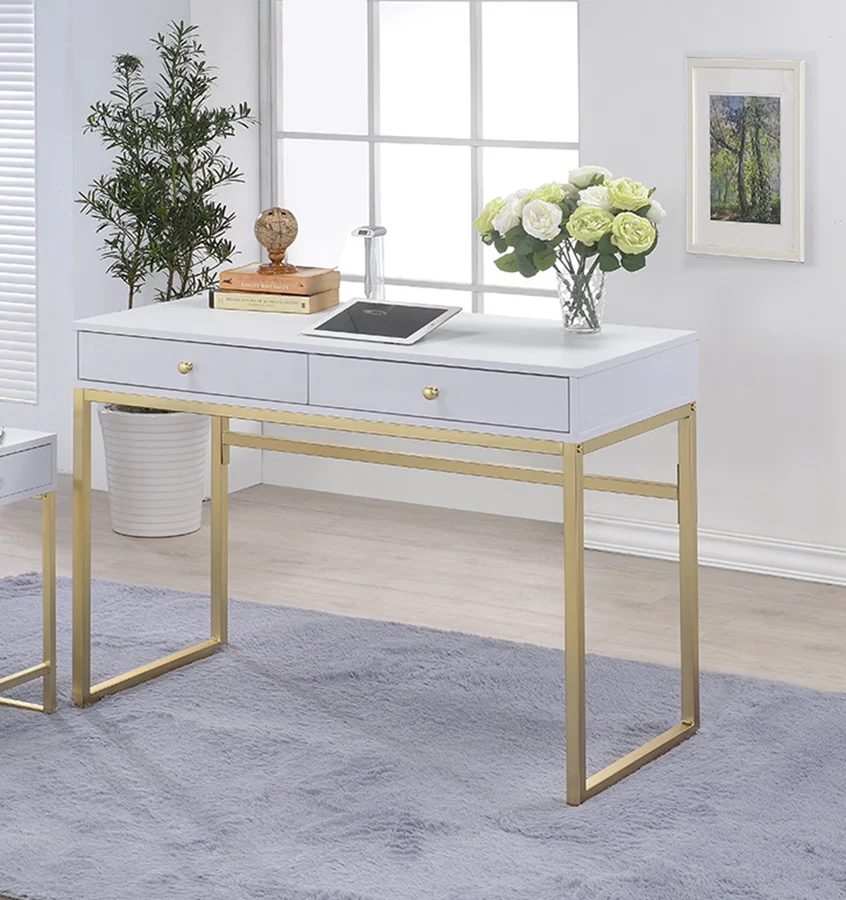 Black And Brass Particle Board Desk By Homeroots - Image 6