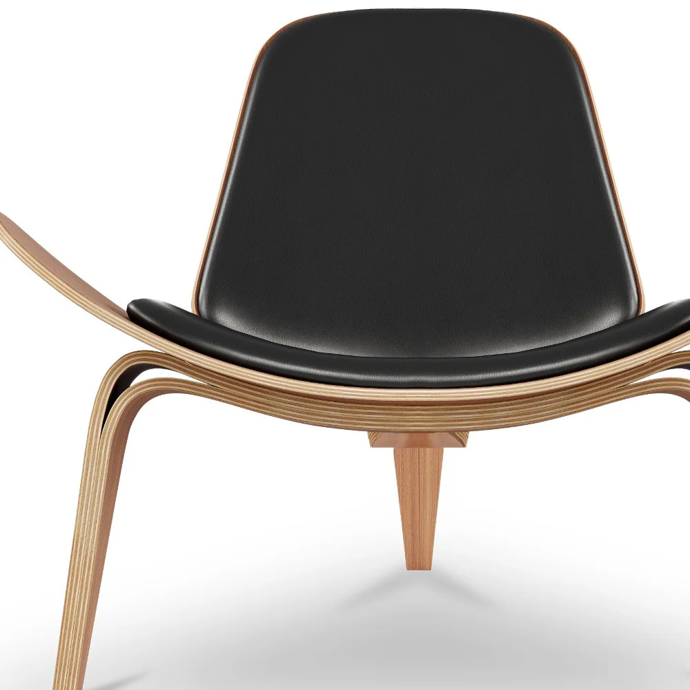 Black and Brown Genuine Leather Lounge Chair By Homeroots - Image 7