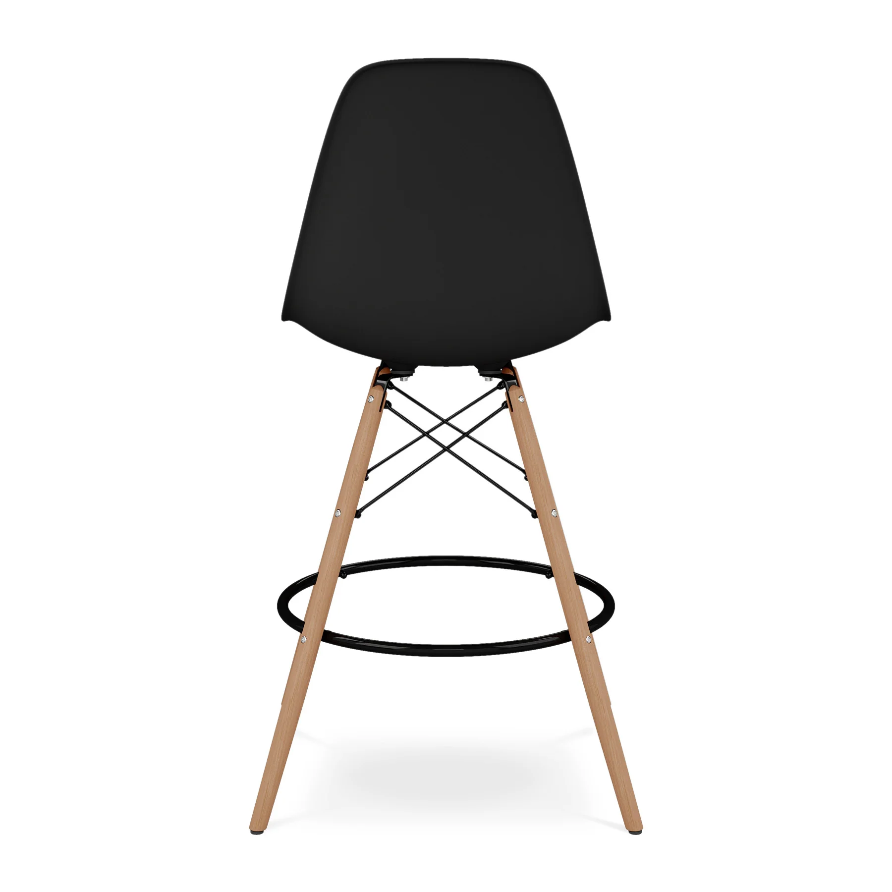 Black And Brown Heavy Duty Plastic And Solid Wood Counter Height Bar Chair By Homeroots - Image 5