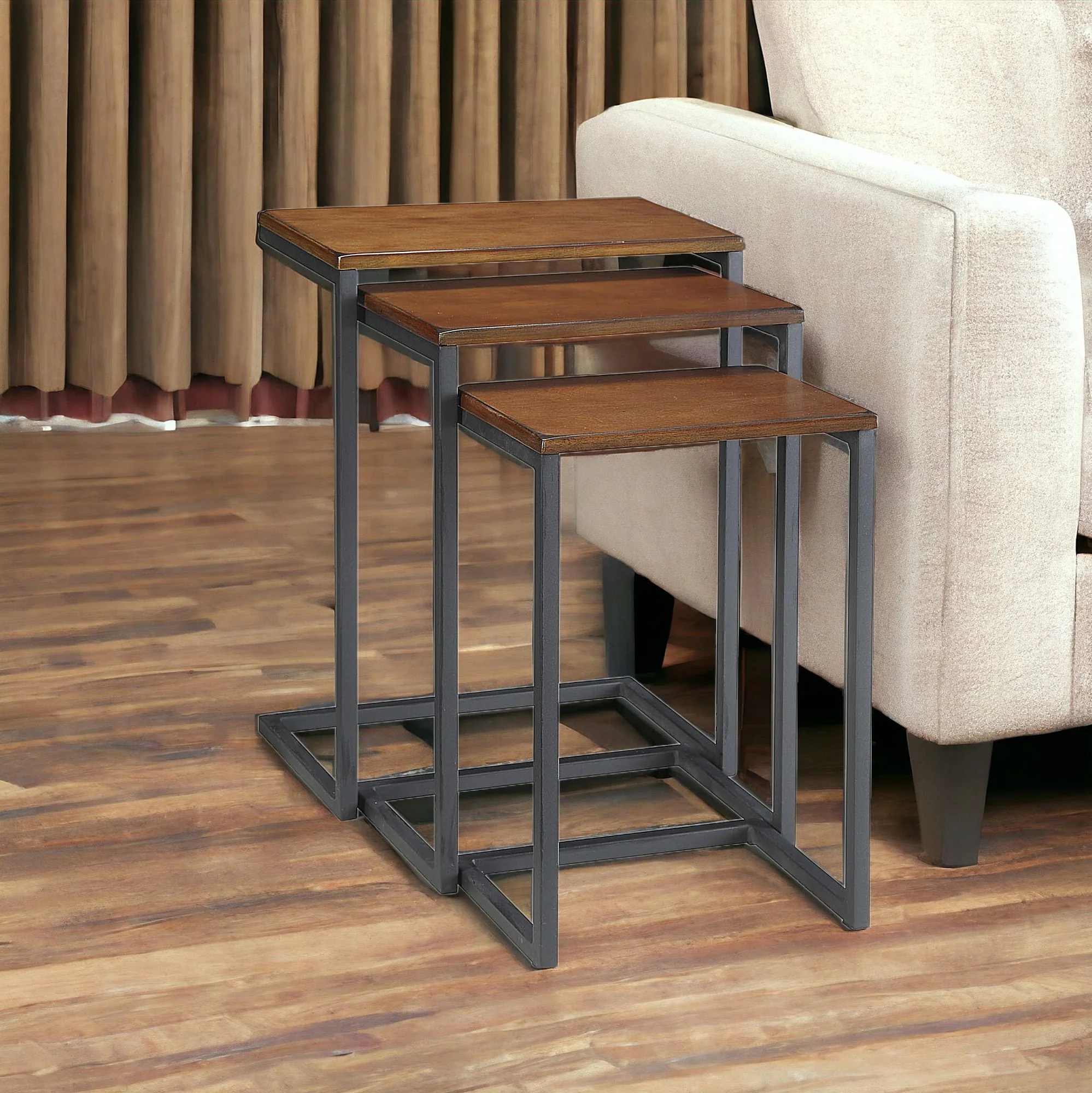 Black And Brown Manufactured Wood Rectangular End Table By Homeroots - Image 2