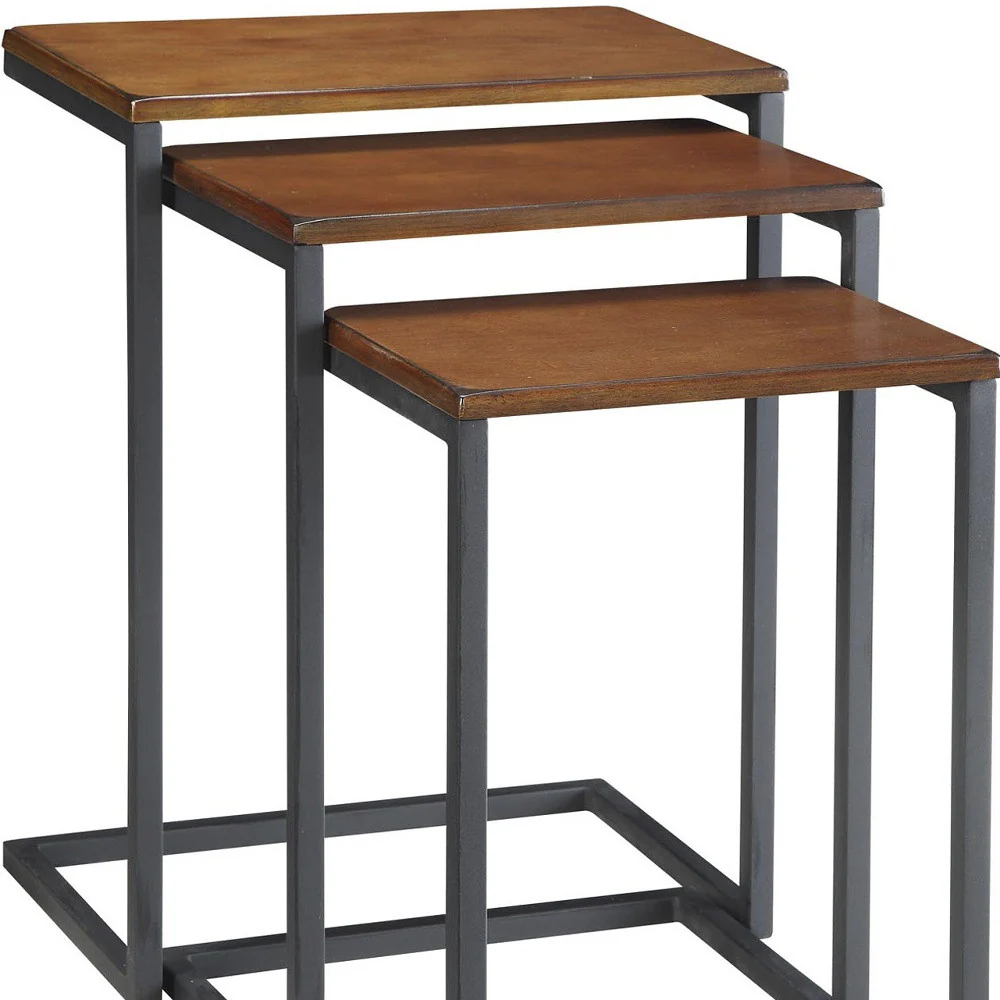 Black And Brown Manufactured Wood Rectangular End Table By Homeroots - Image 4
