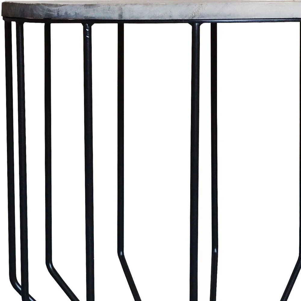 Black And Brown Solid Wood And Iron Round End Table By Homeroots - Image 3