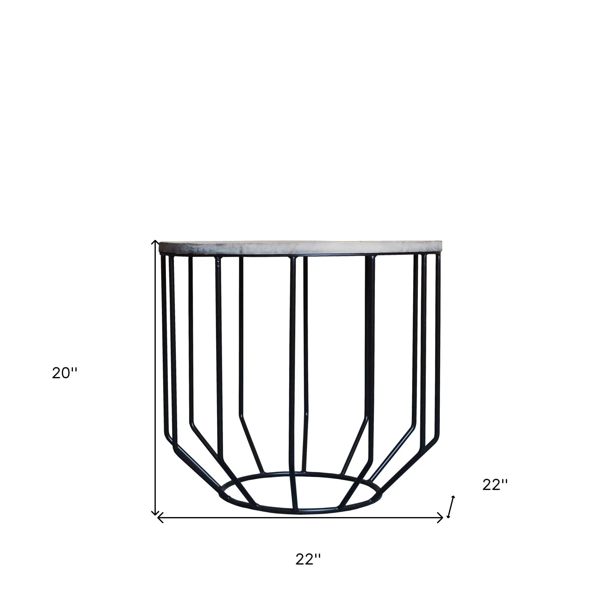 Black And Brown Solid Wood And Iron Round End Table By Homeroots - Image 4