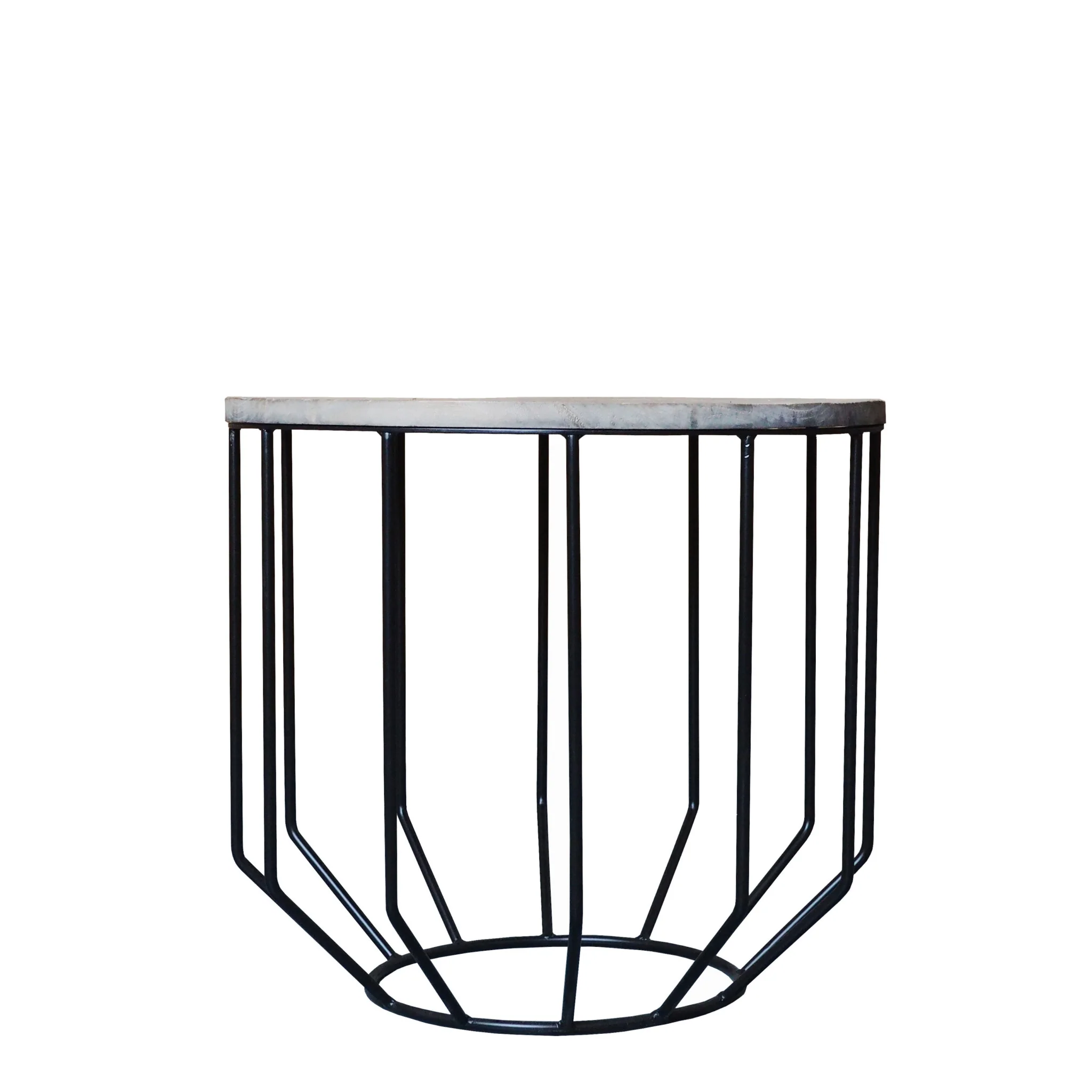 Black And Brown Solid Wood And Iron Round End Table By Homeroots - Image 6