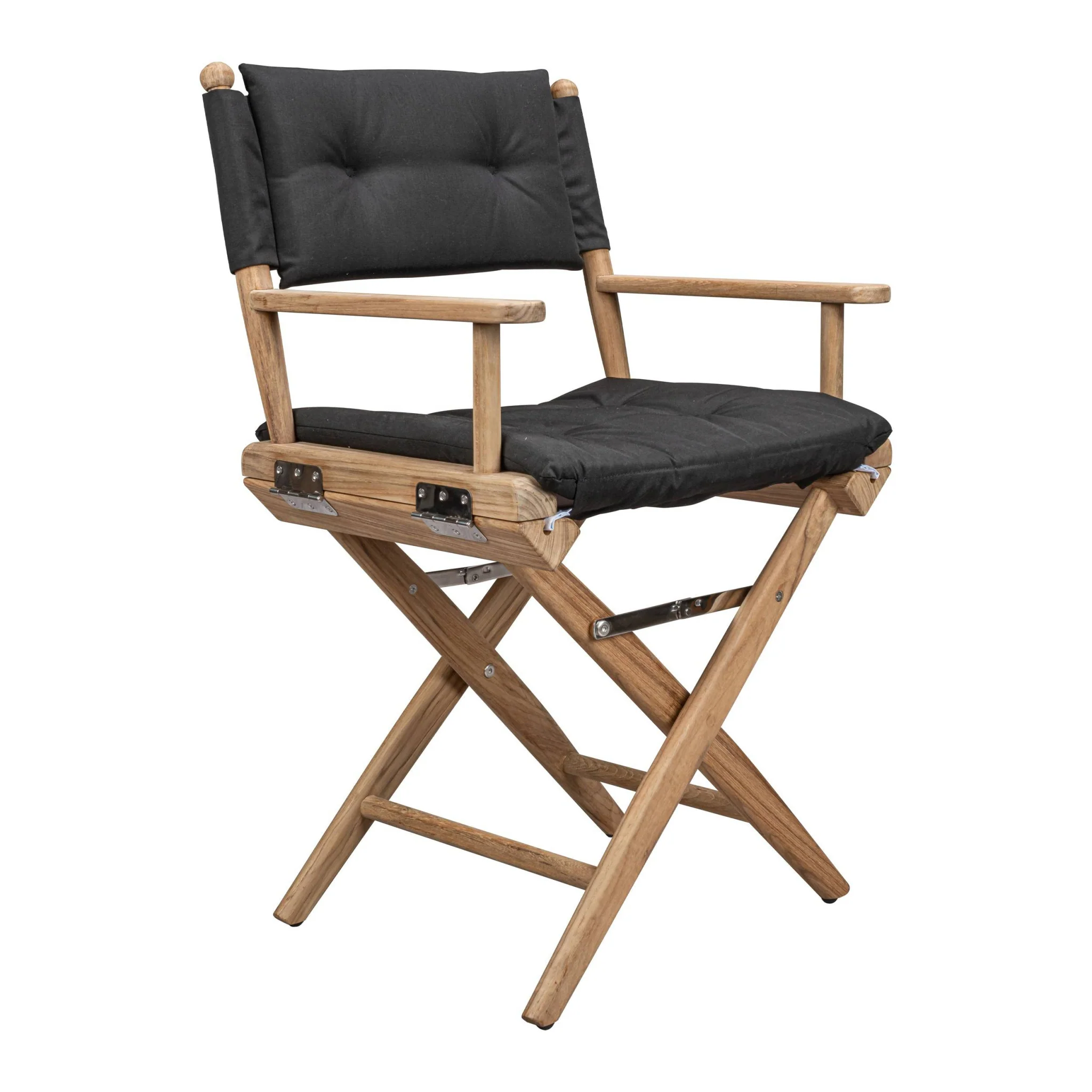 Black and Brown Solid Wood Indoor Outdoor Director Chair with Black Cushion By Homeroots - Image 2