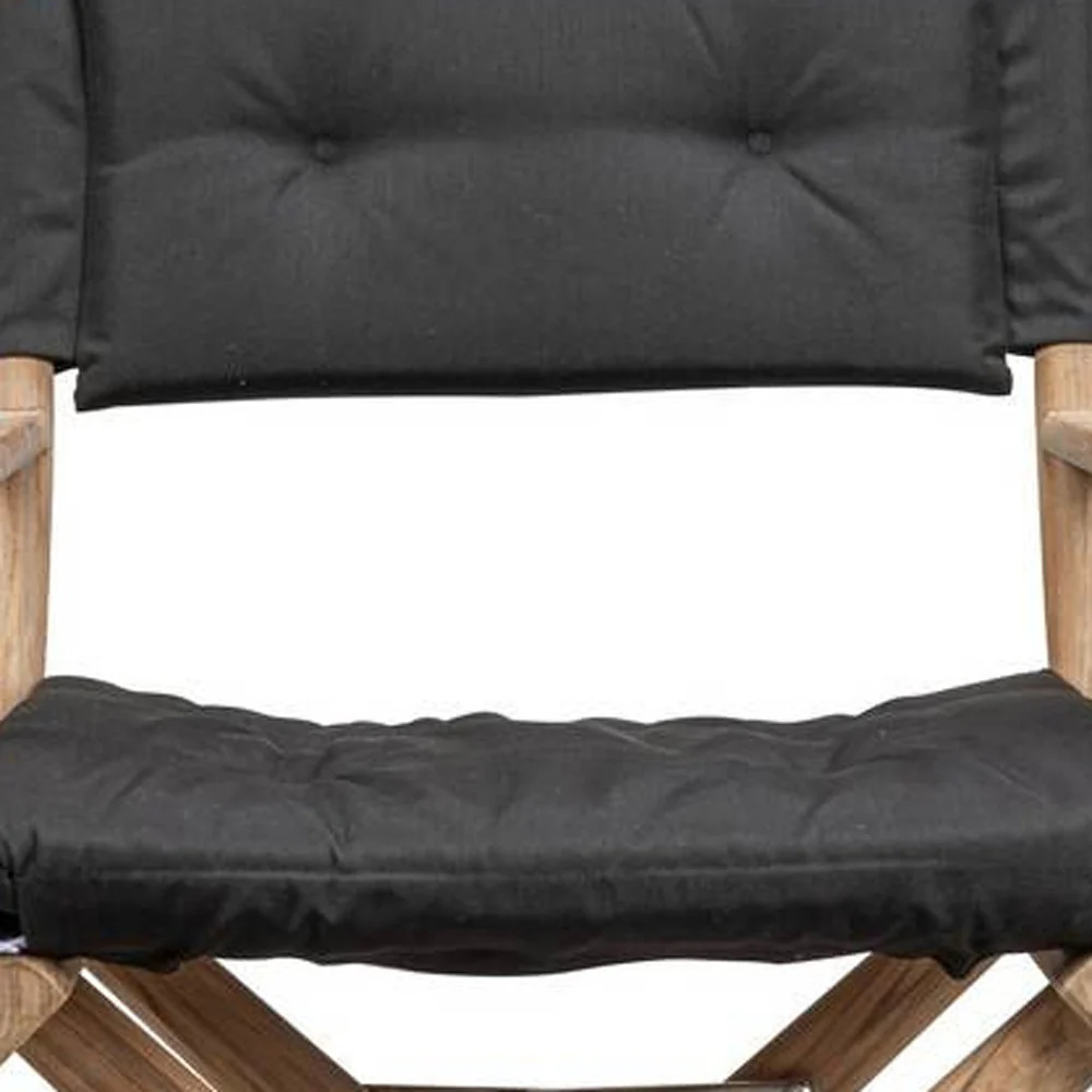 Black and Brown Solid Wood Indoor Outdoor Director Chair with Black Cushion By Homeroots - Image 4