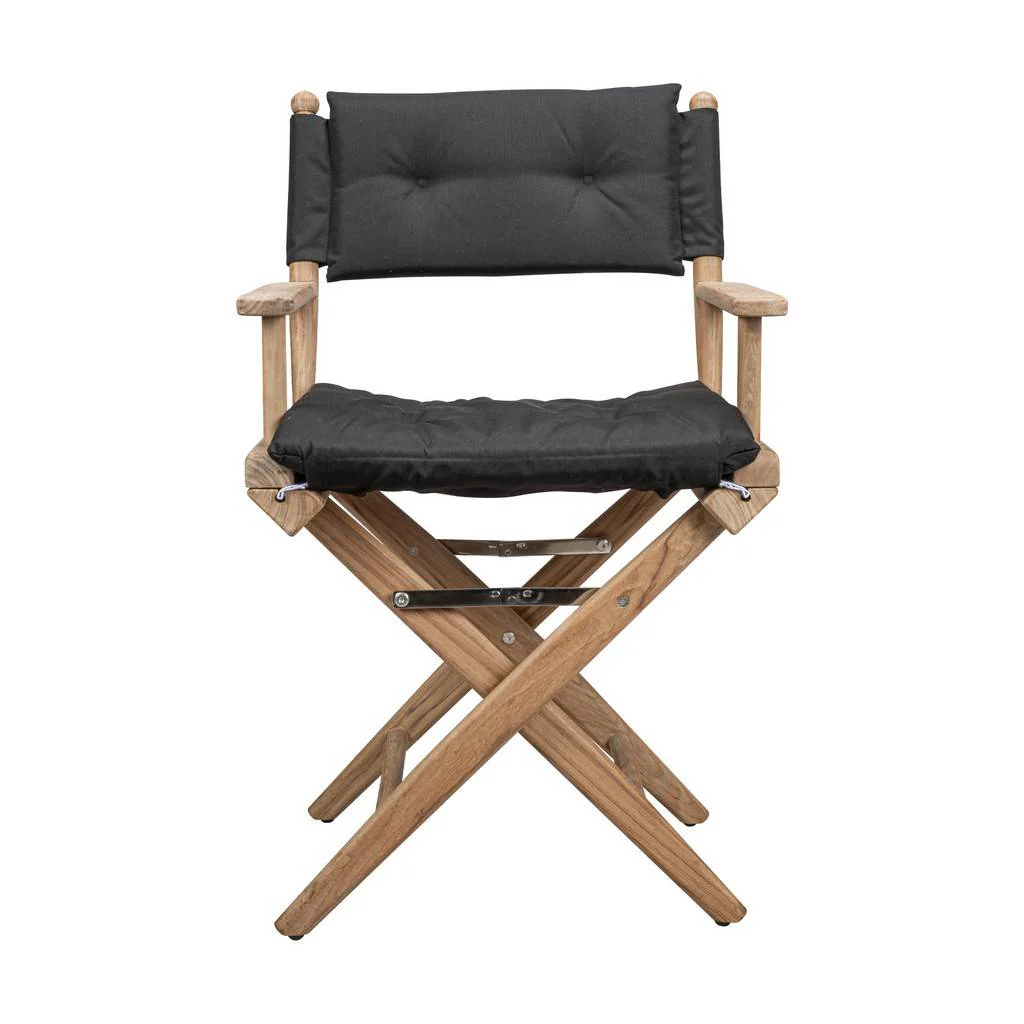 Black and Brown Solid Wood Indoor Outdoor Director Chair with Black Cushion By Homeroots - Image 6