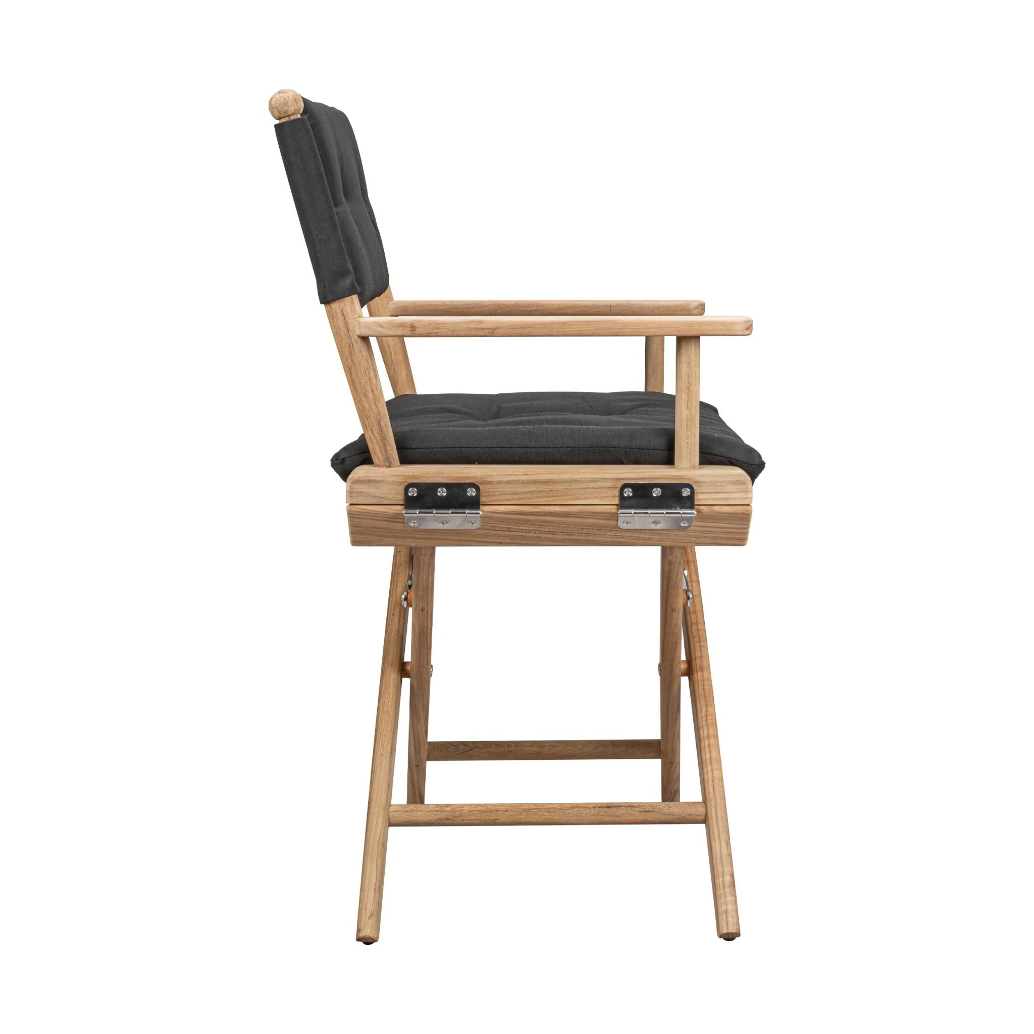 Black and Brown Solid Wood Indoor Outdoor Director Chair with Black Cushion By Homeroots - Image 7