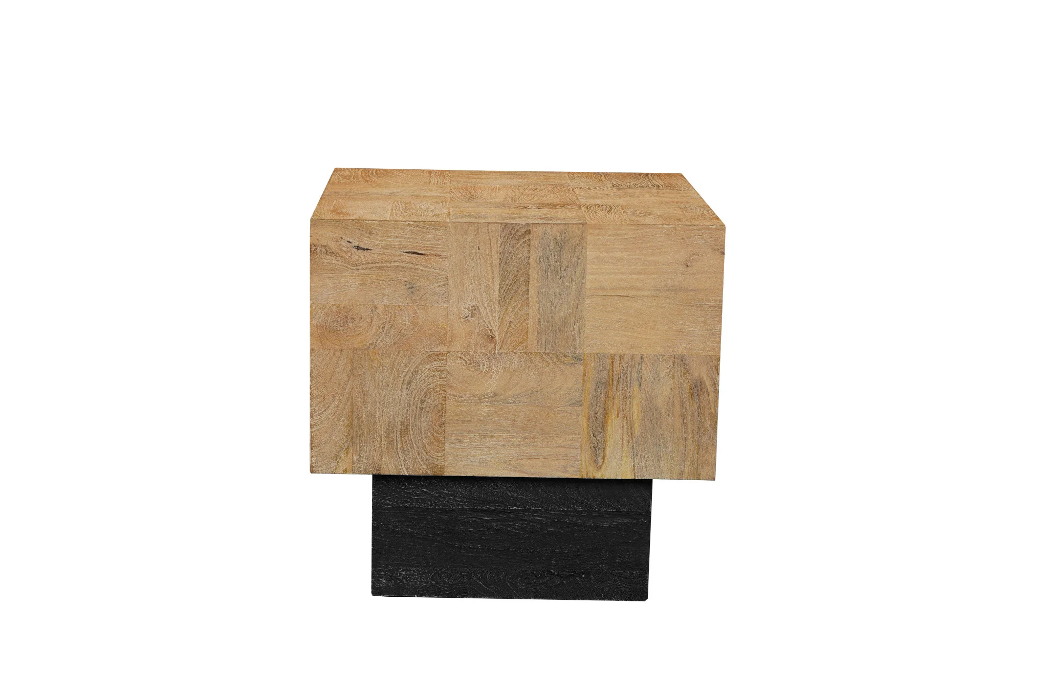 Black And Brown Solid Wood Square End Table By Homeroots - Image 2