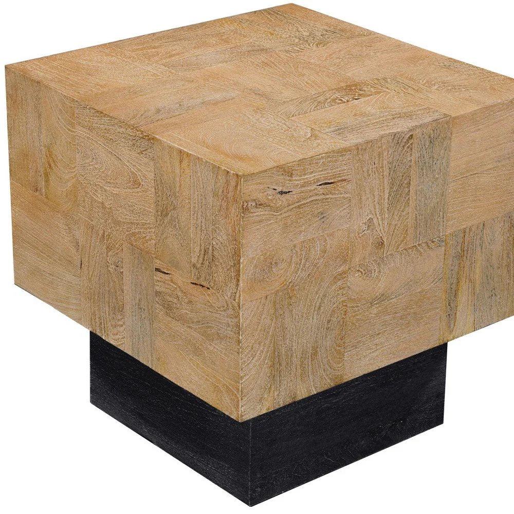 Black And Brown Solid Wood Square End Table By Homeroots - Image 4