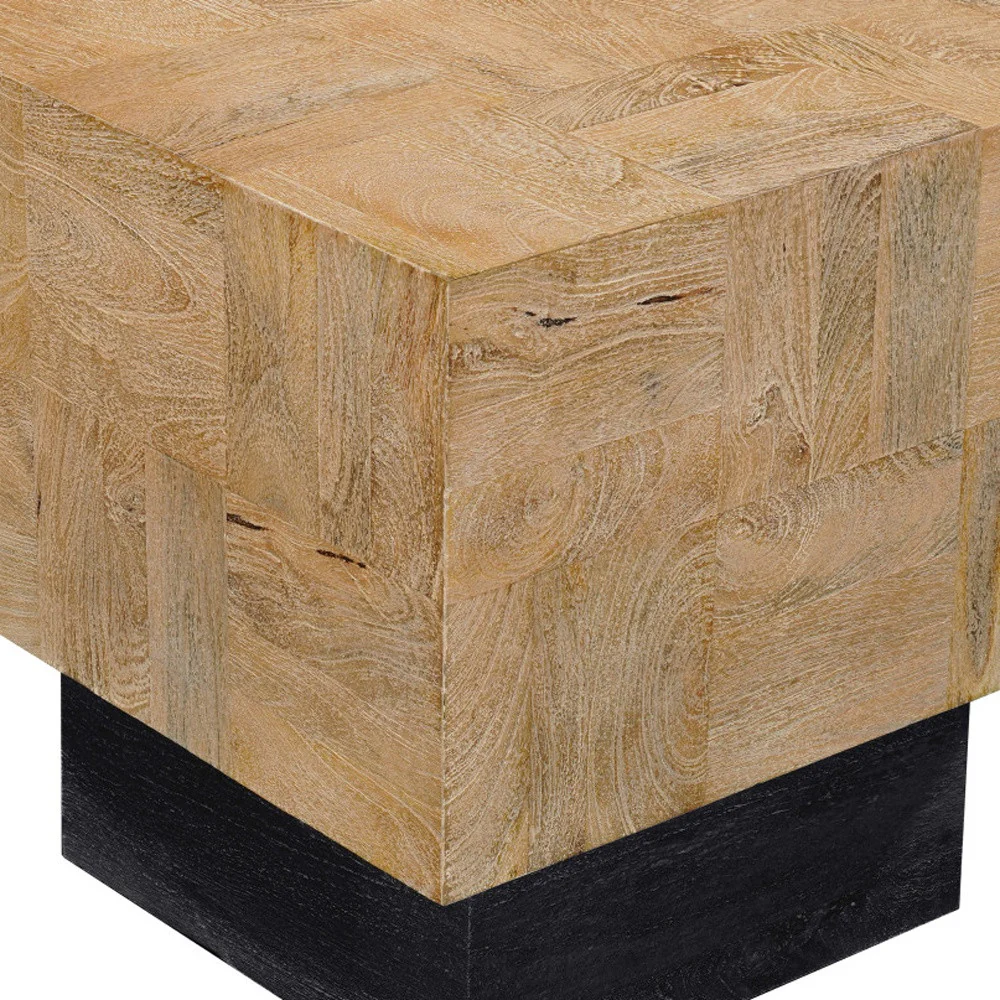 Black And Brown Solid Wood Square End Table By Homeroots - Image 6