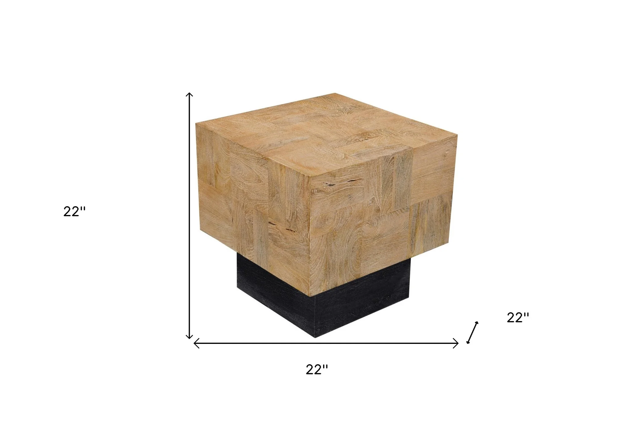 Black And Brown Solid Wood Square End Table By Homeroots - Image 8