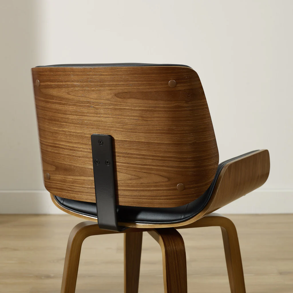 Black And Brown Upholstered Faux Leather Curved Back Dining Side Chair By Homeroots - Image 6