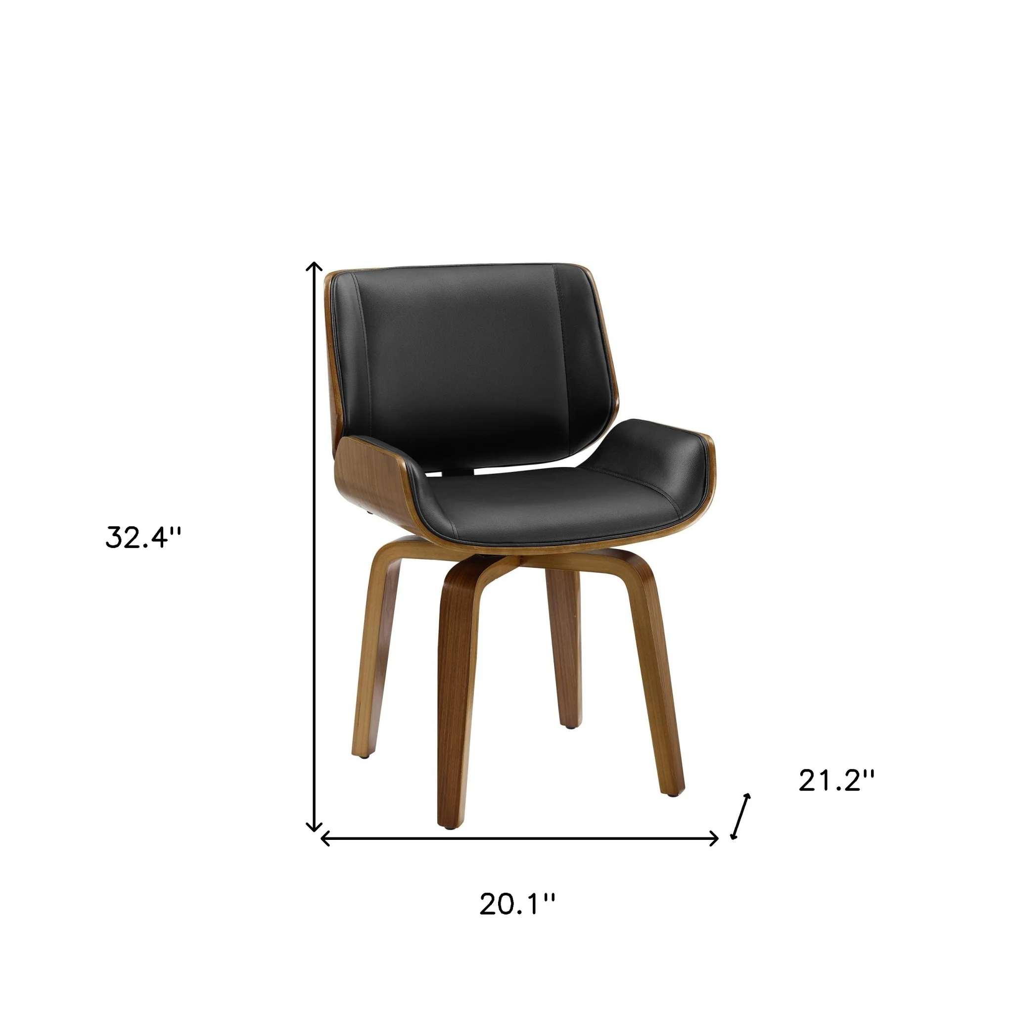 Black And Brown Upholstered Faux Leather Curved Back Dining Side Chair By Homeroots - Image 8