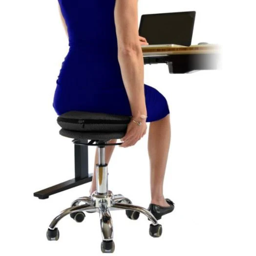 Black and Chrome Active Sitting Rolling Balance Desk Chair By Homeroots - Image 3