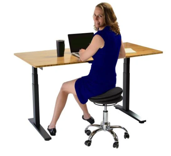 Black and Chrome Active Sitting Rolling Balance Desk Chair By Homeroots - Image 4