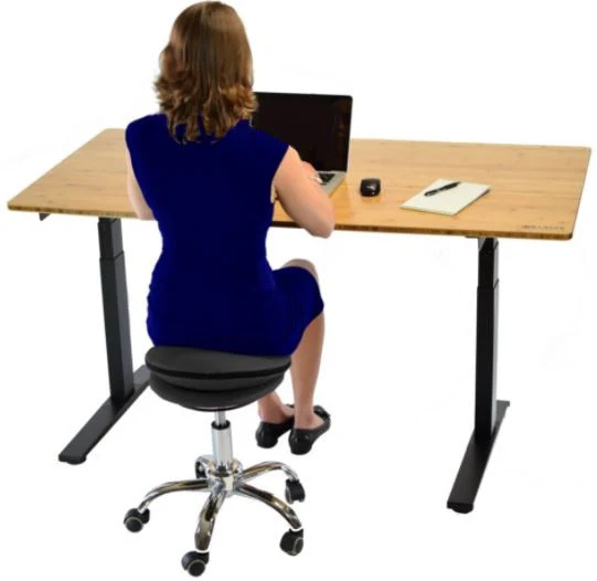 Black and Chrome Active Sitting Rolling Balance Desk Chair By Homeroots - Image 6