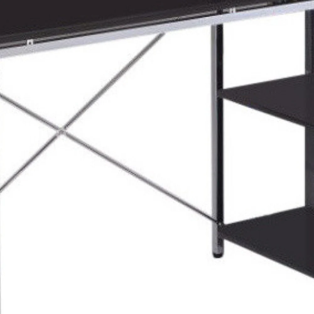 Black And Chrome Computer Desk By Homeroots - Image 4