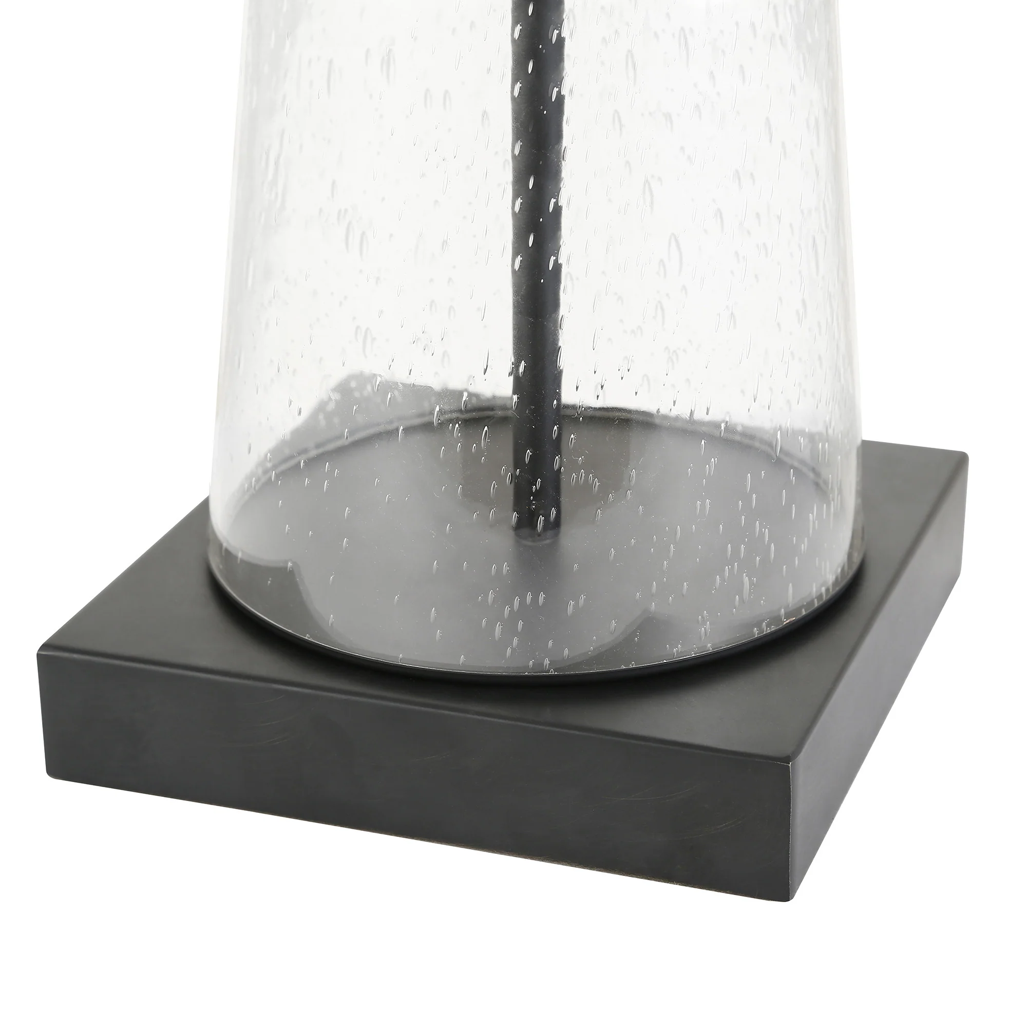 Black and Clear Metal and Glass Table Lamp With White Drum Shade By Homeroots - Image 3