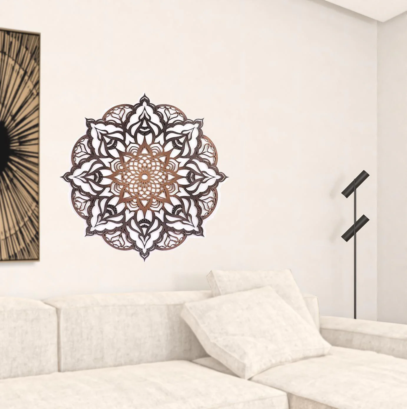 Black And Copper Solid Wood Geometric Mandala Wall Decor By Homeroots - Image 2