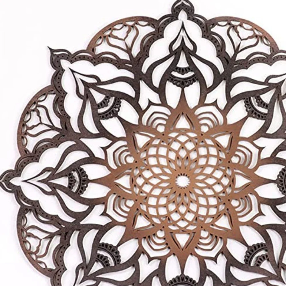 Black And Copper Solid Wood Geometric Mandala Wall Decor By Homeroots - Image 3