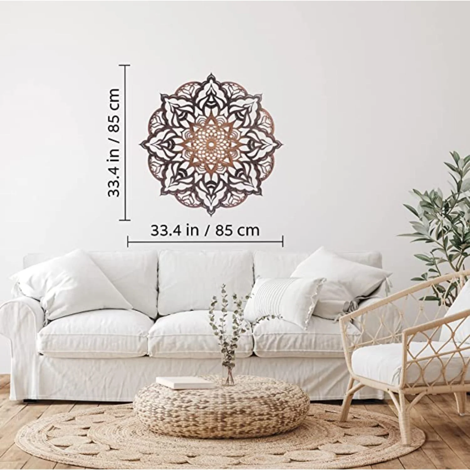 Black And Copper Solid Wood Geometric Mandala Wall Decor By Homeroots - Image 4