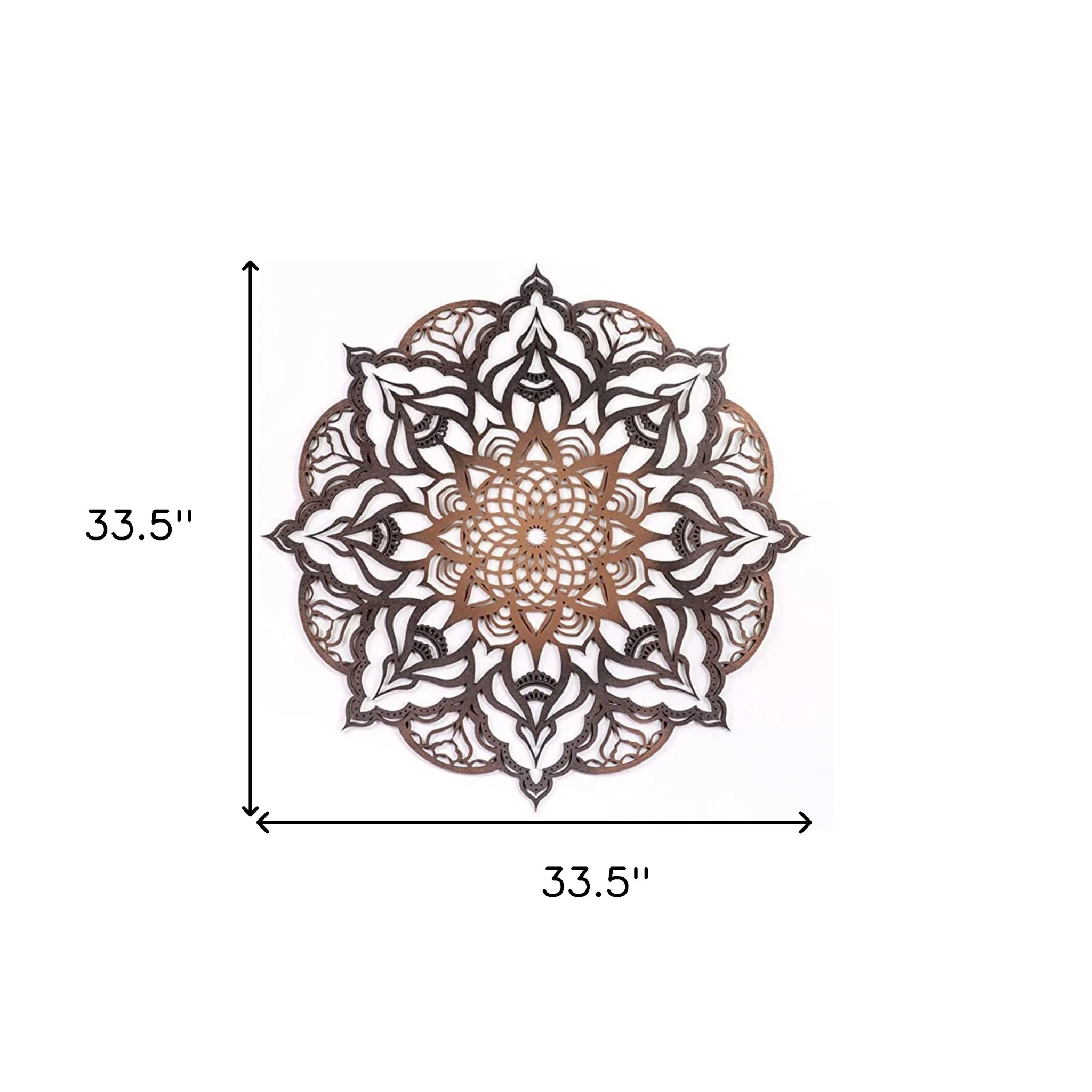 Black And Copper Solid Wood Geometric Mandala Wall Decor By Homeroots - Image 6